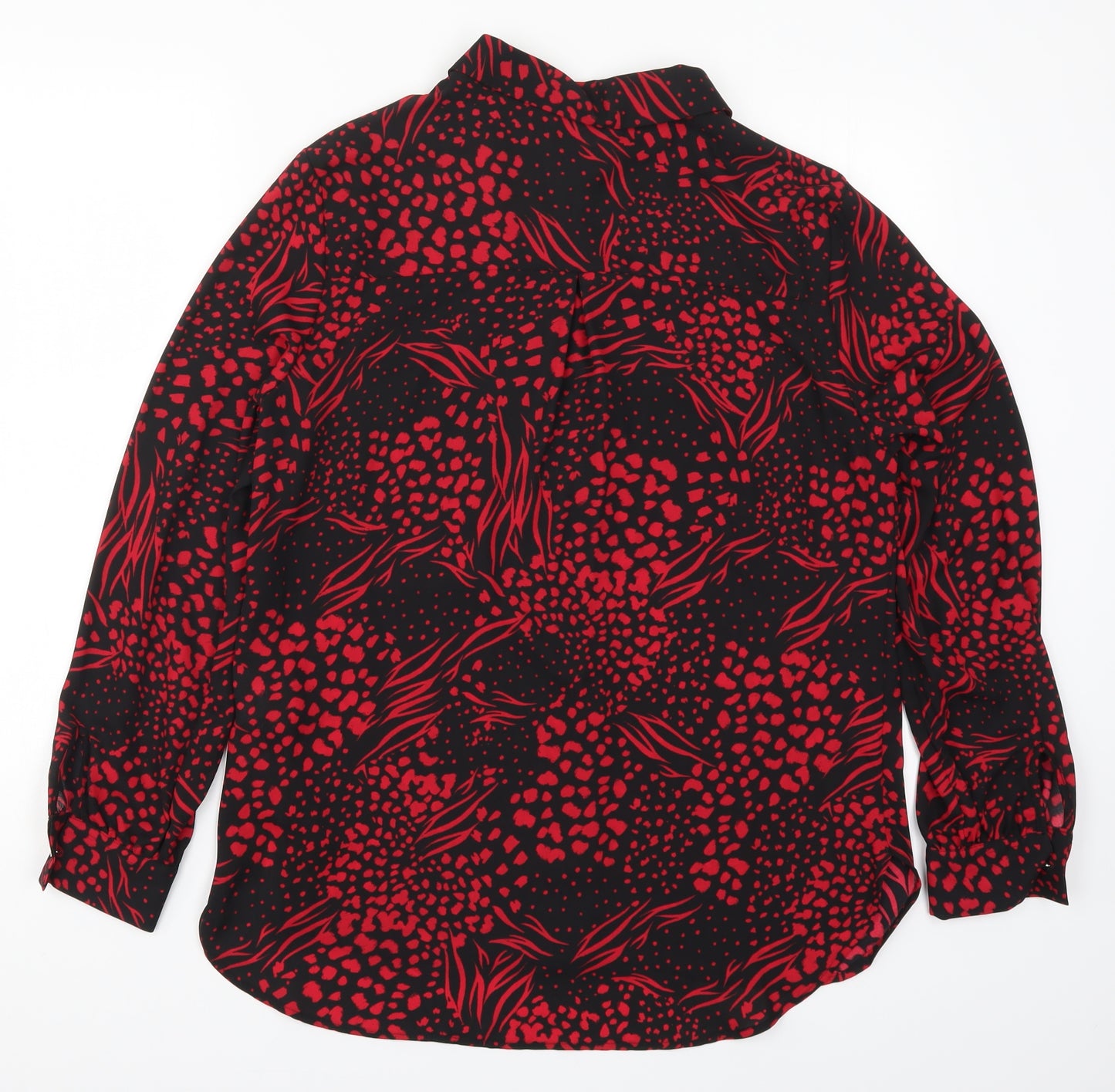 F&F Womens Red Animal Print  Basic Button-Up Size 14