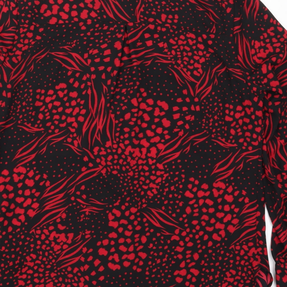 F&F Womens Red Animal Print  Basic Button-Up Size 14