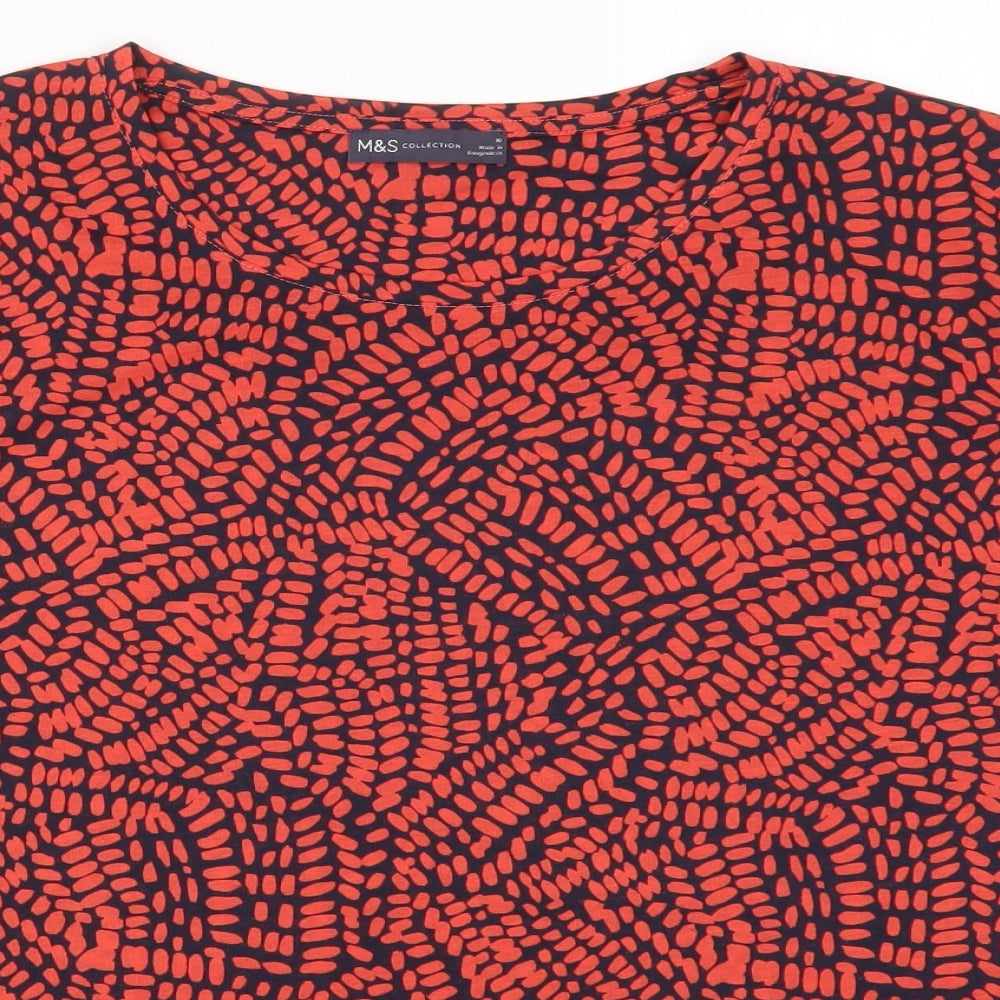 Marks and Spencer Womens Red Geometric  Basic T-Shirt Size 16