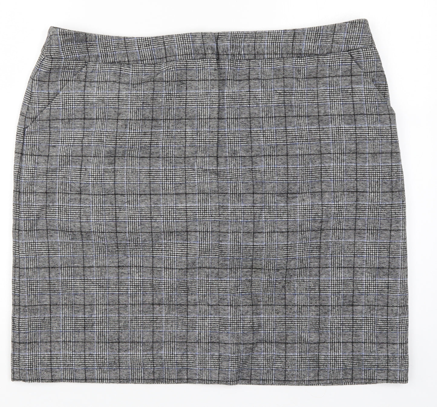 Marks and Spencer Womens Grey Check  Mini Skirt Size 18  - Blue
