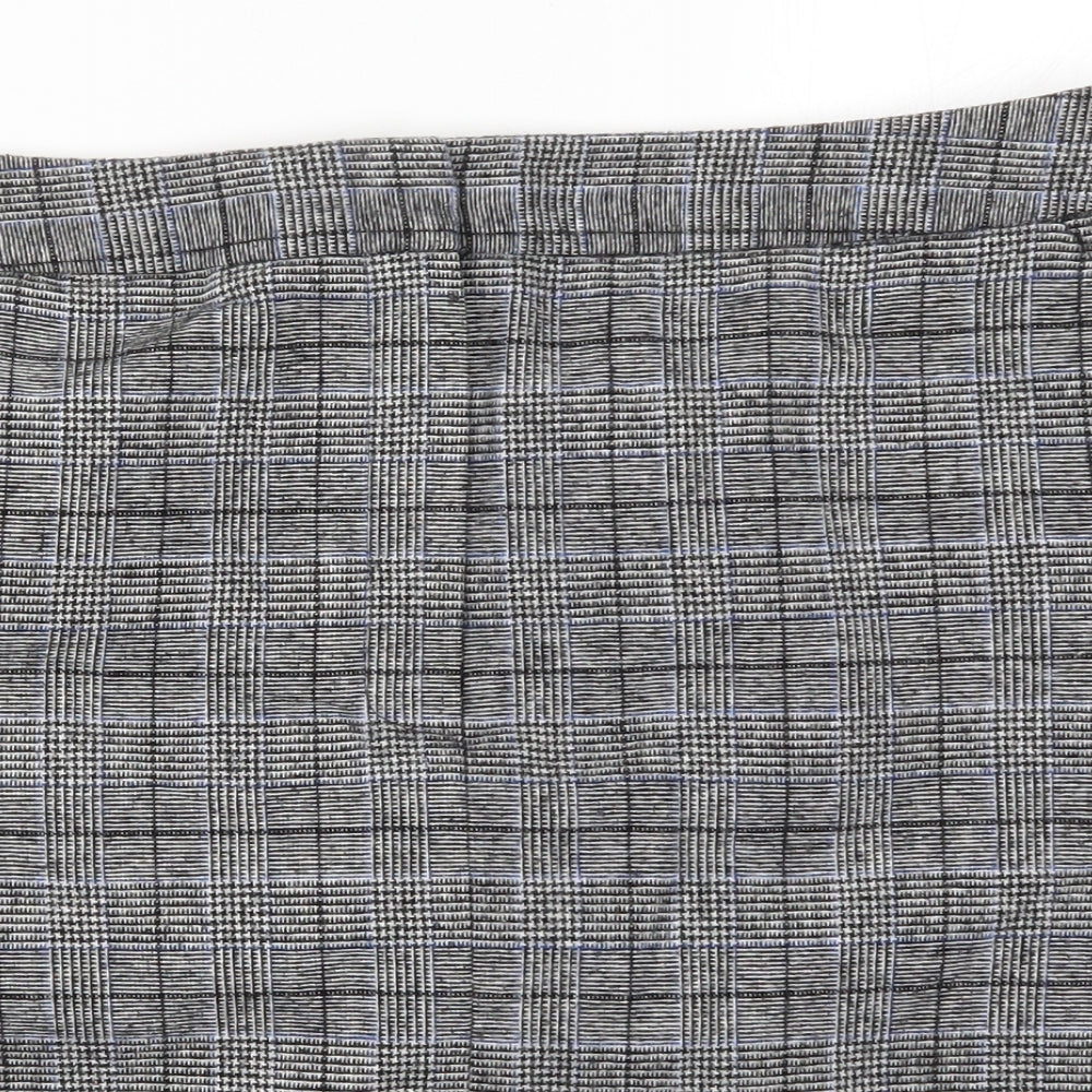 Marks and Spencer Womens Grey Check  Mini Skirt Size 18  - Blue
