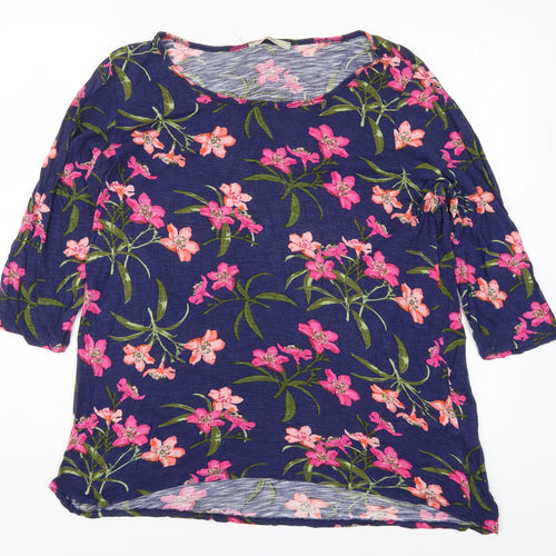 George Womens Blue Floral  Basic T-Shirt Size 16