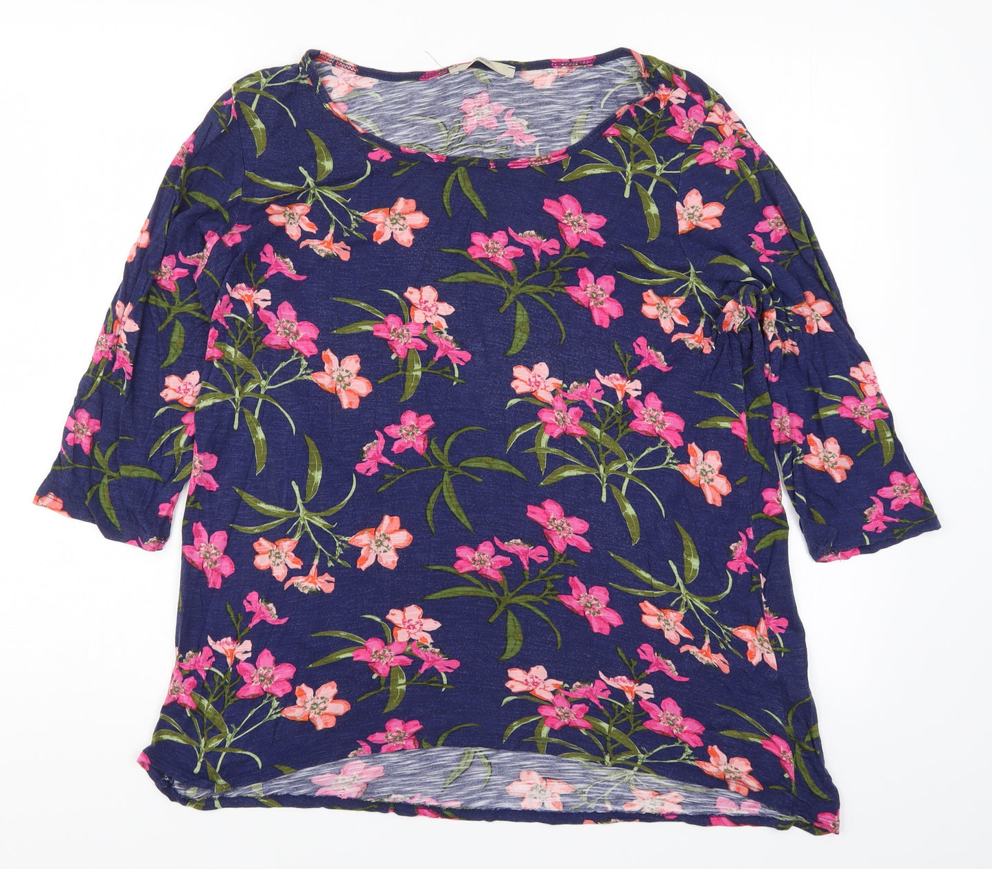 George Womens Blue Floral  Basic T-Shirt Size 16