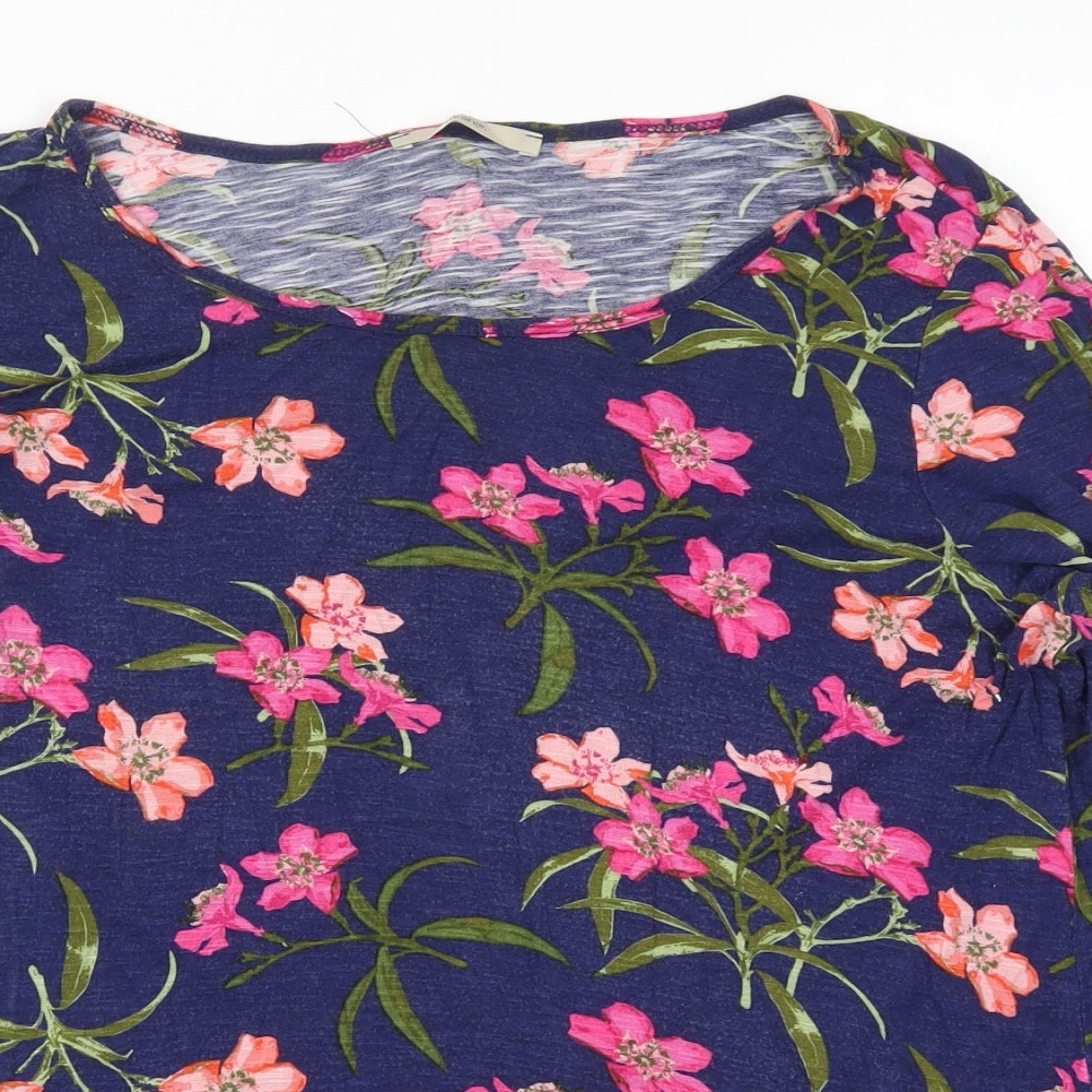 George Womens Blue Floral  Basic T-Shirt Size 16