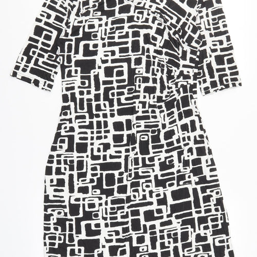 Ellos Womens Black Geometric  Pencil Dress  Size 12  - Black and White