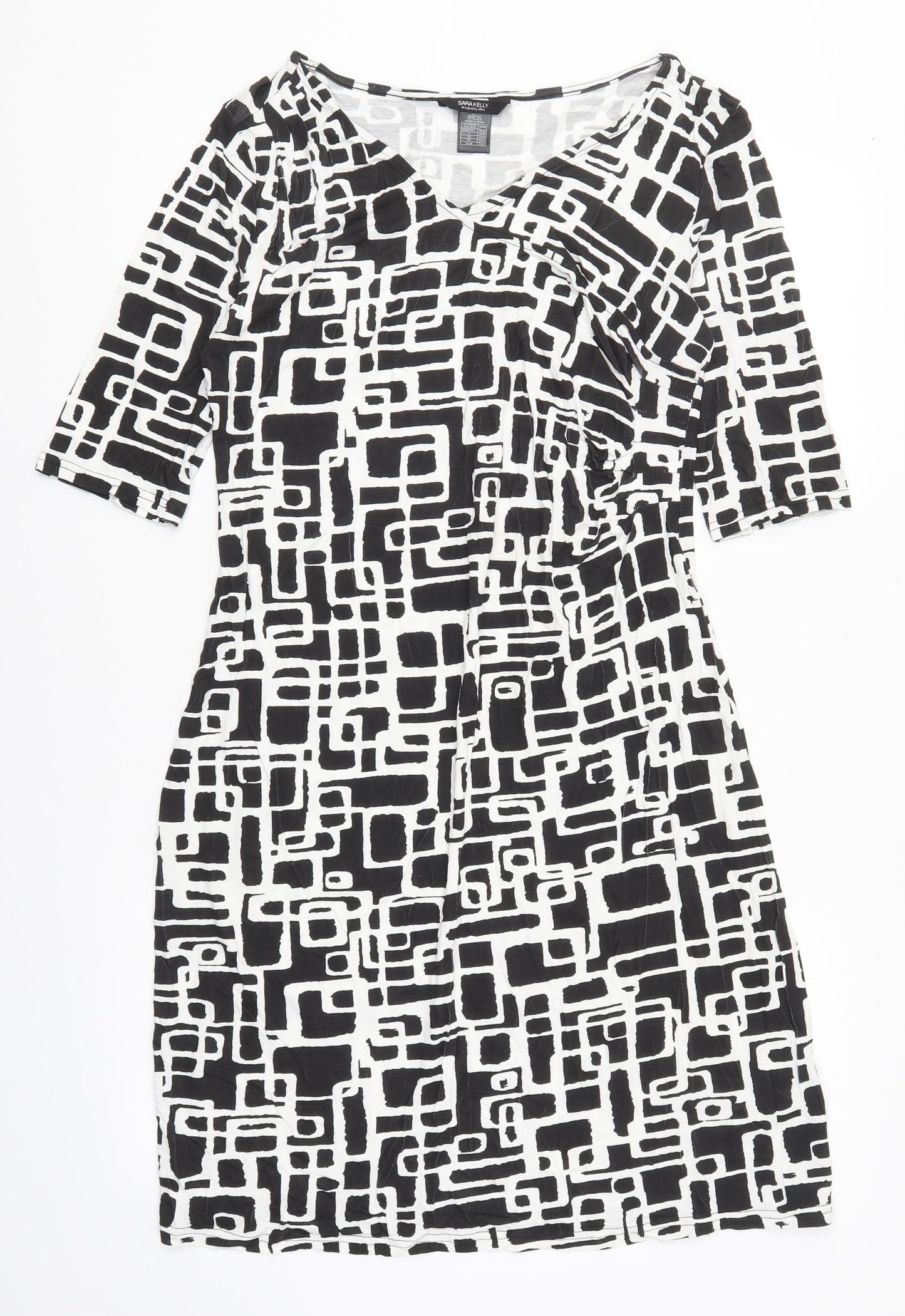 Ellos Womens Black Geometric  Pencil Dress  Size 12  - Black and White