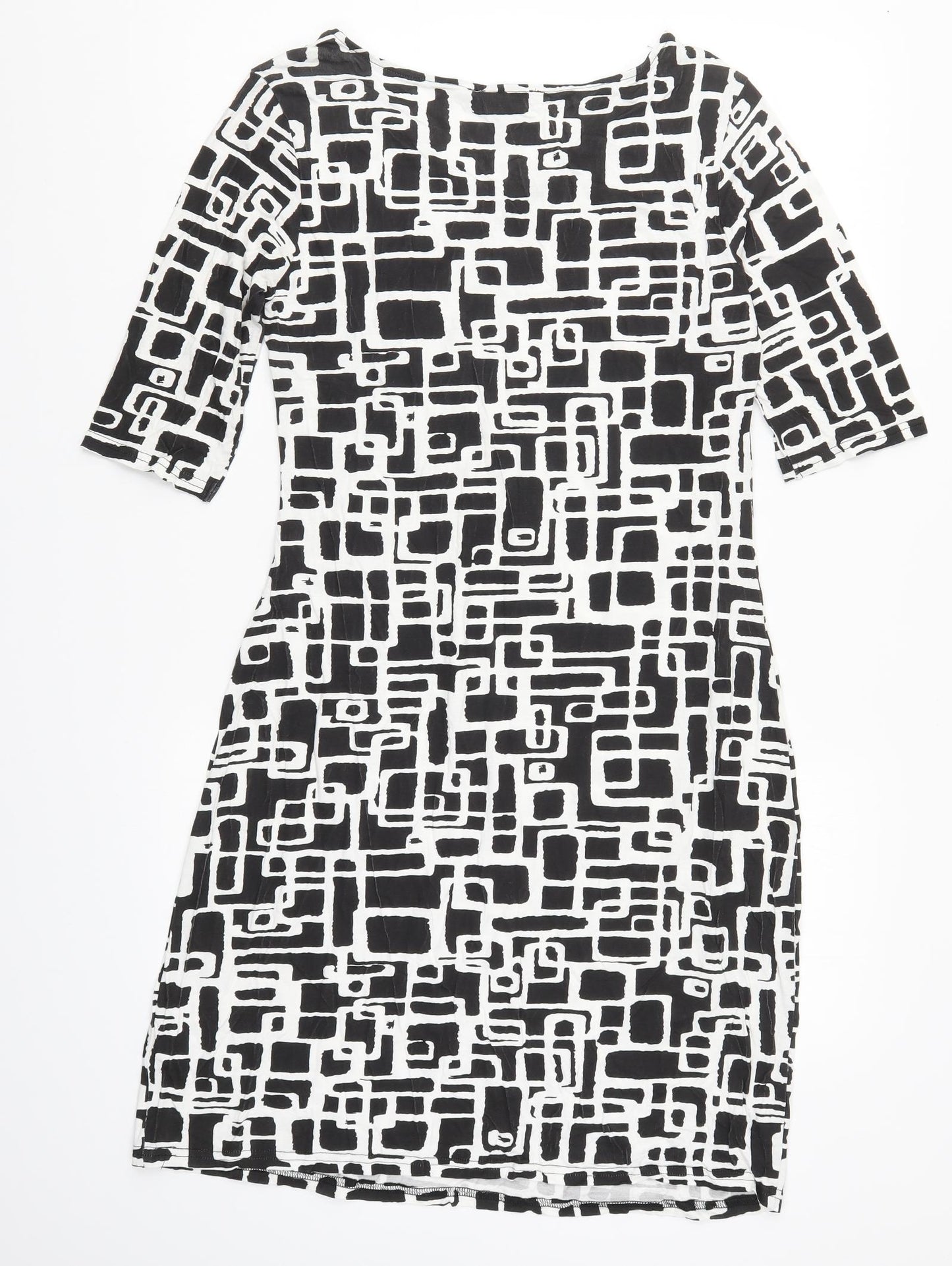 Ellos Womens Black Geometric  Pencil Dress  Size 12  - Black and White