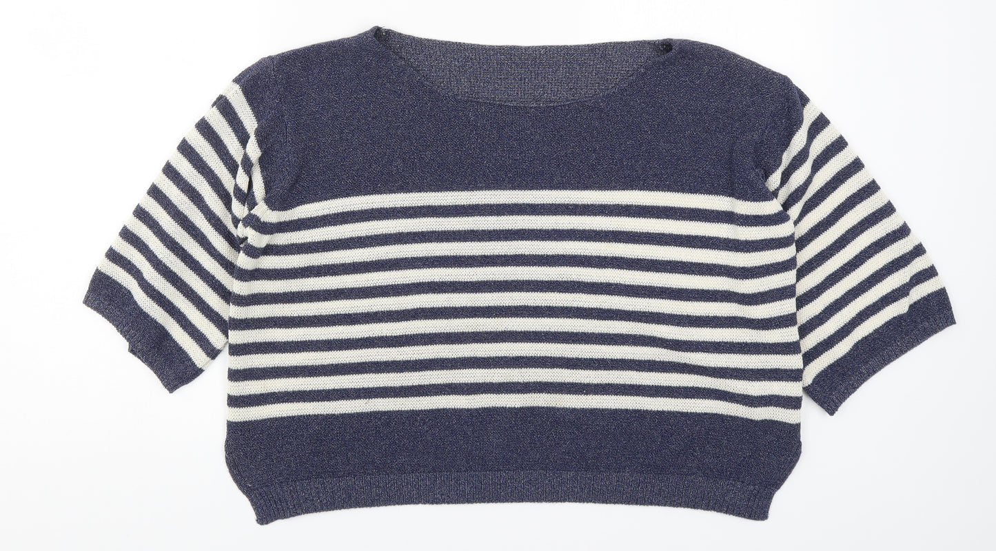 Preworn Womens Blue Striped Knit Pullover Jumper Size S