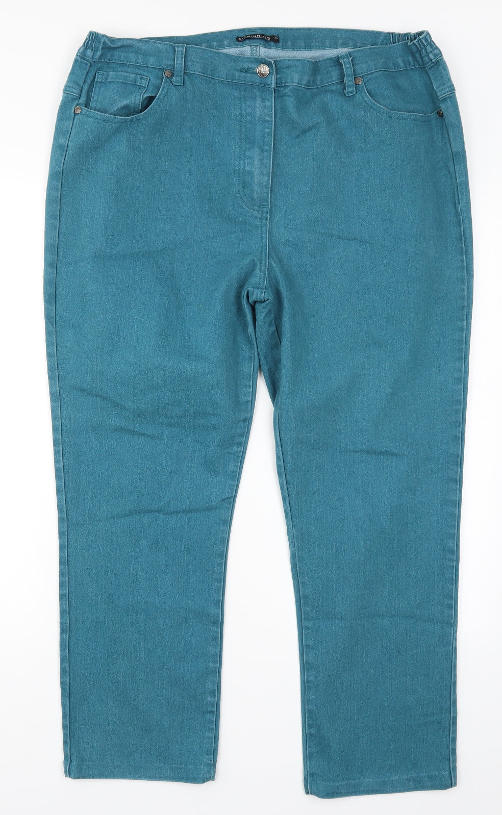 Preworn Womens Blue  Denim Straight Jeans Size 18 L25.5 in