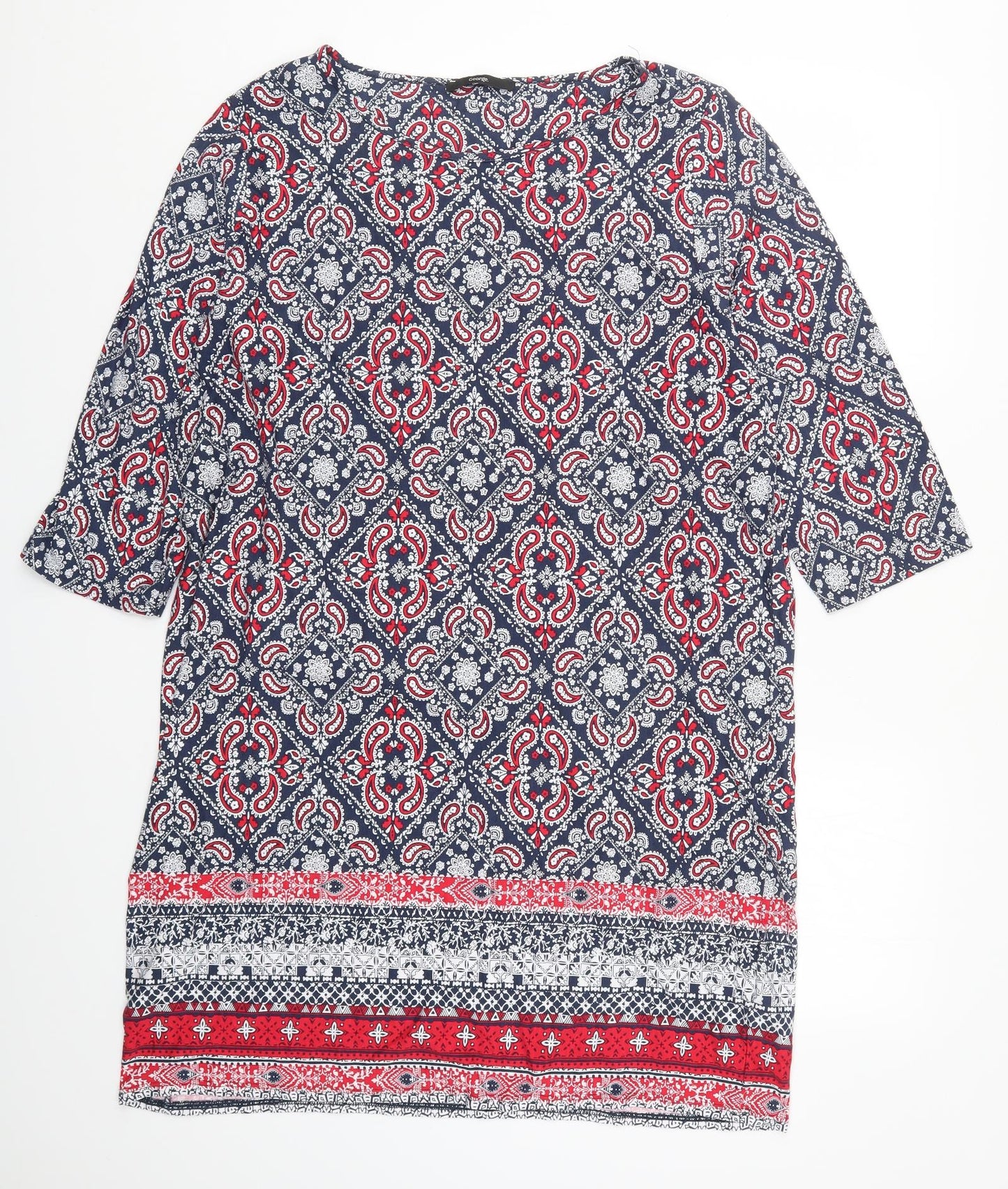George Womens Blue Paisley  Basic T-Shirt Size 18  - Red