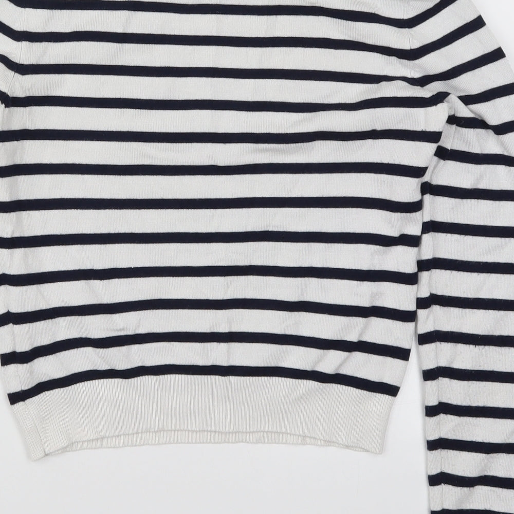Pimkie Womens White Striped Knit Pullover Jumper Size S  - Blue