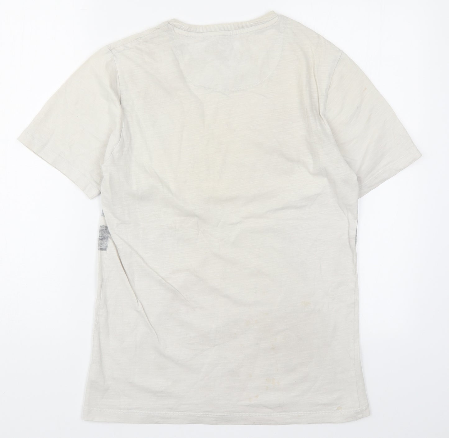 NEXT Mens Beige Striped   T-Shirt Size S  - Blue