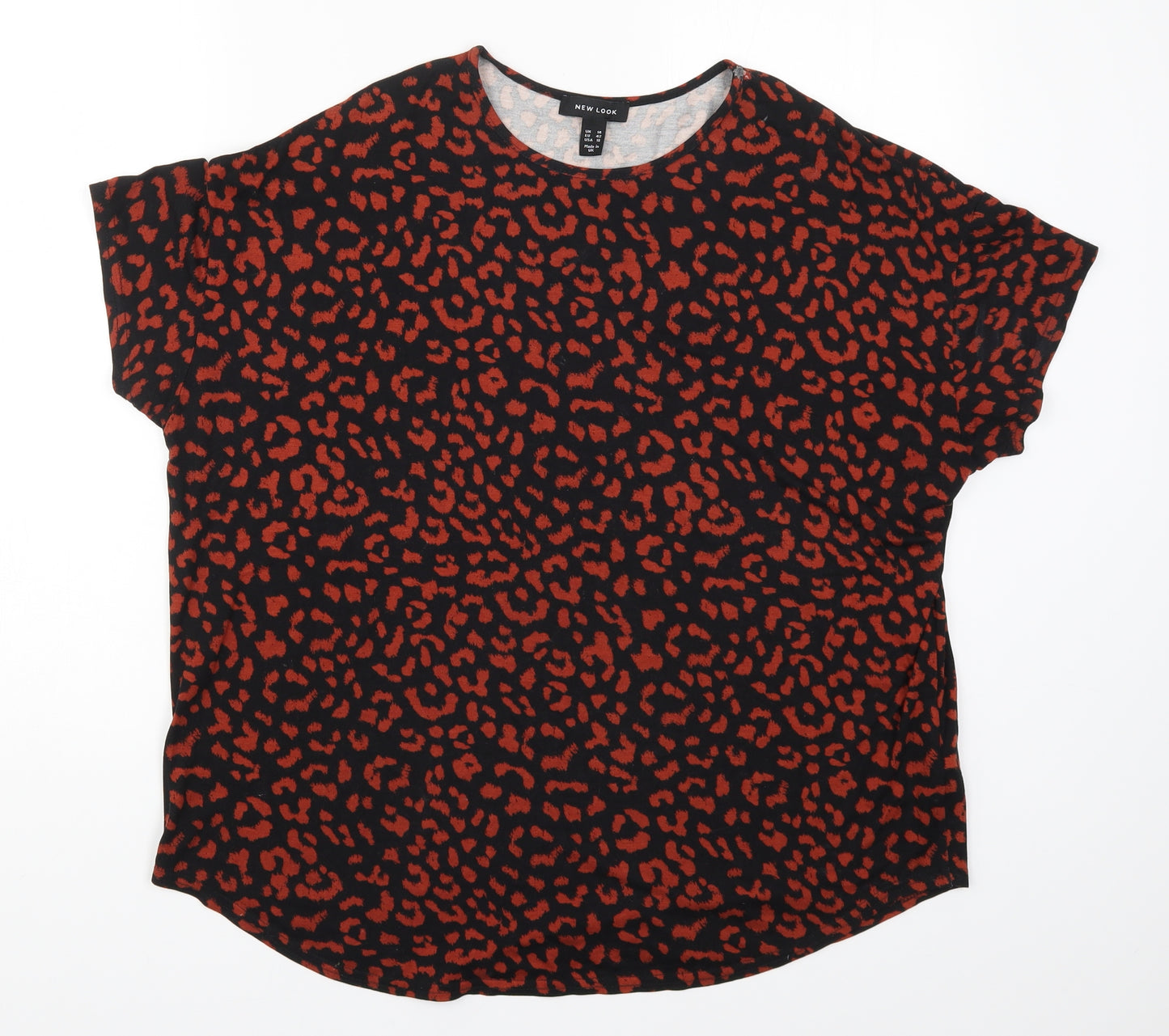 New Look Womens Brown Animal Print  Basic T-Shirt Size 14