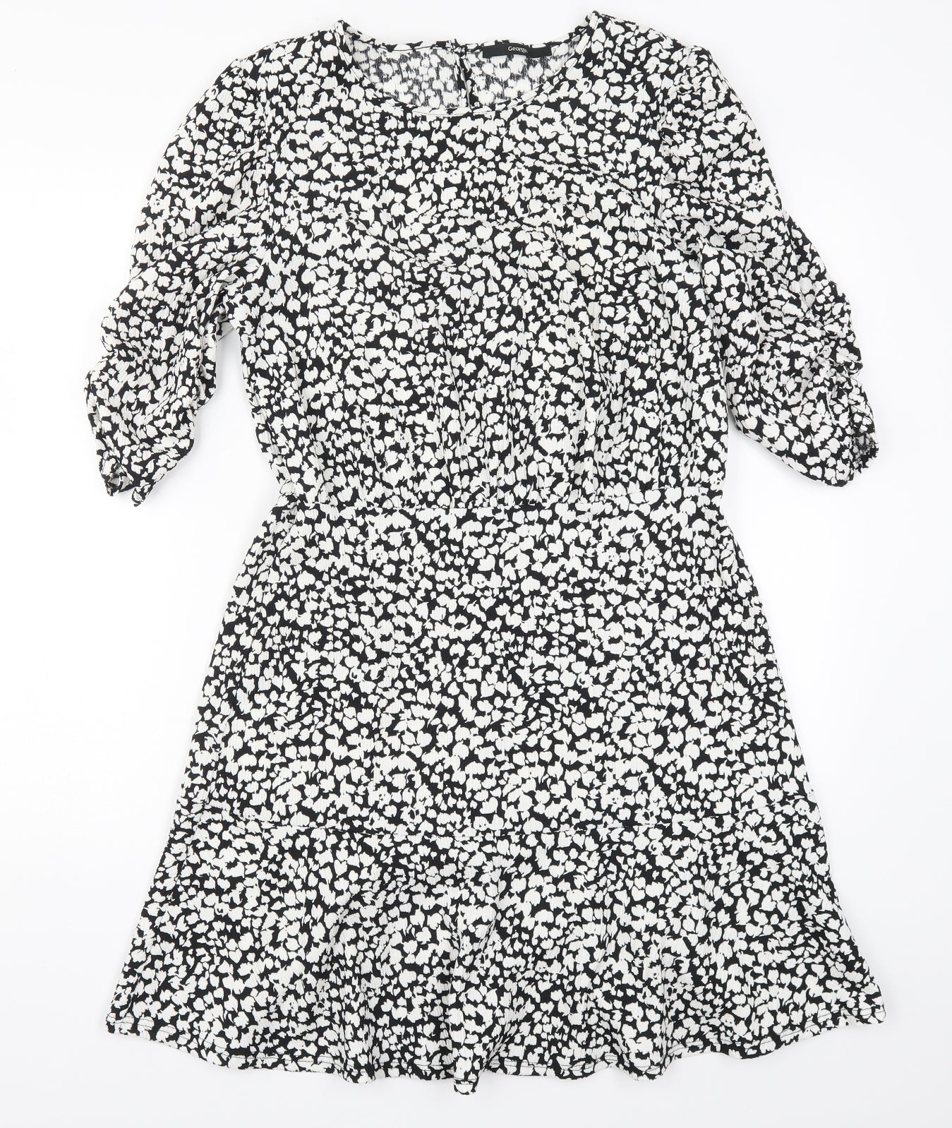 George Womens Black Geometric  A-Line  Size 14  - Black and White