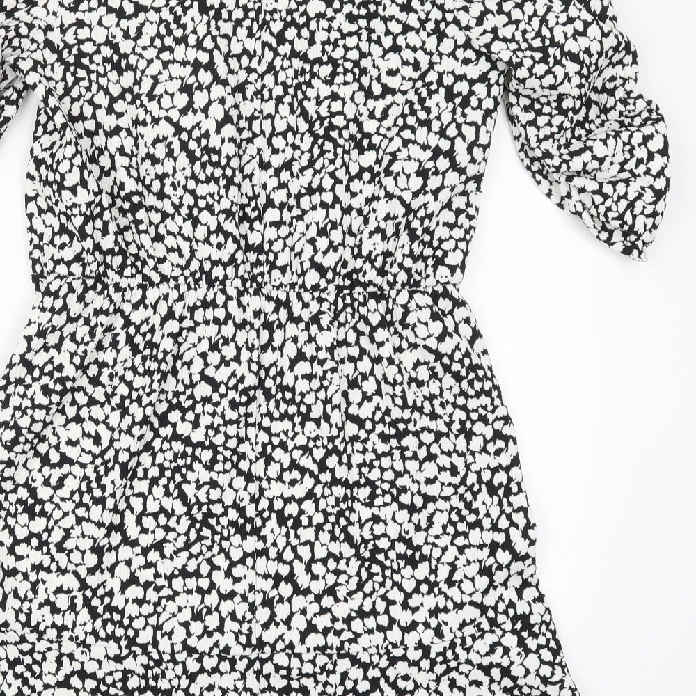 George Womens Black Geometric  A-Line  Size 14  - Black and White