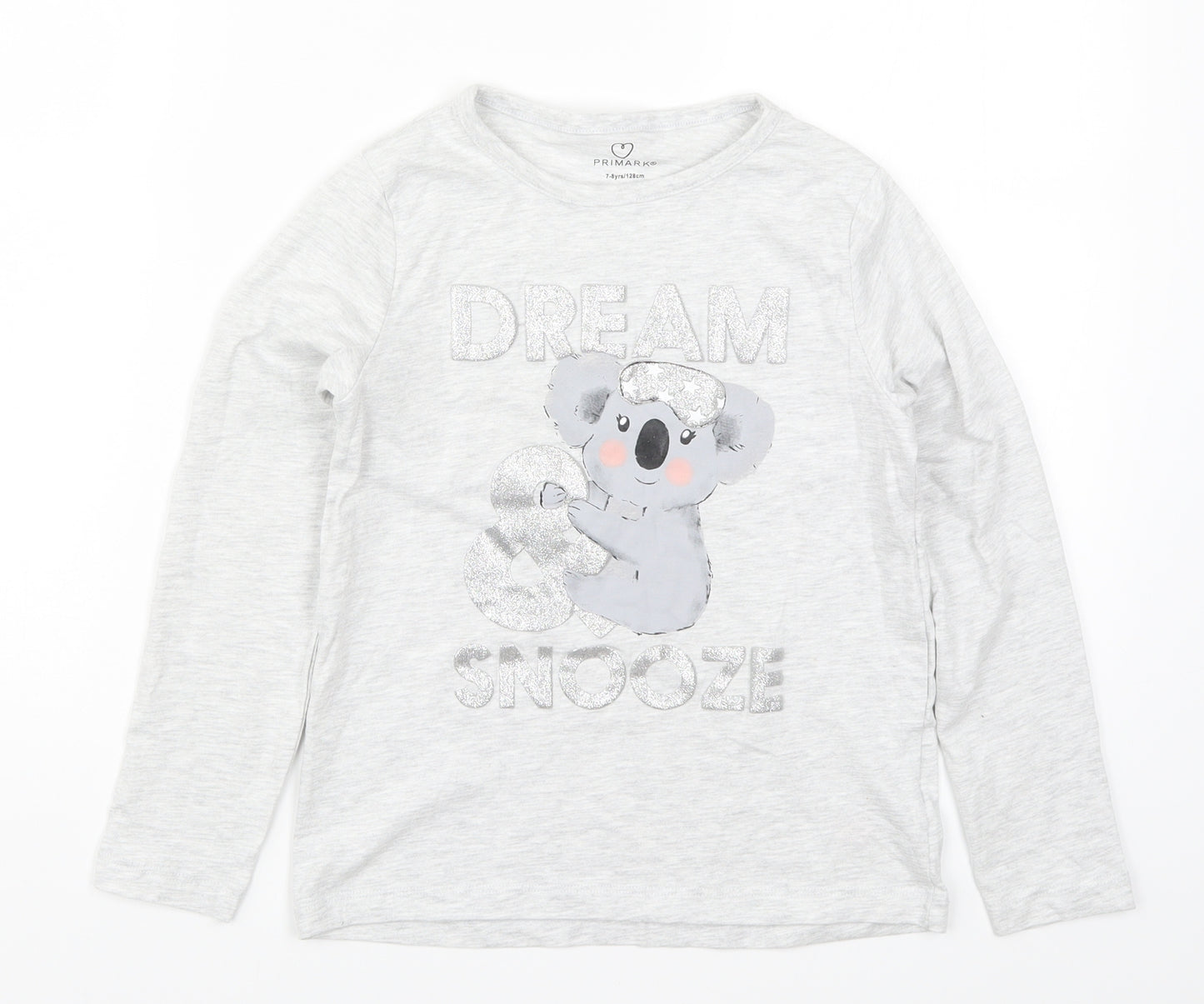 Primark Girls Grey Solid  Top Pyjama Top Size 7-8 Years  - Sleep and Snooze Koala