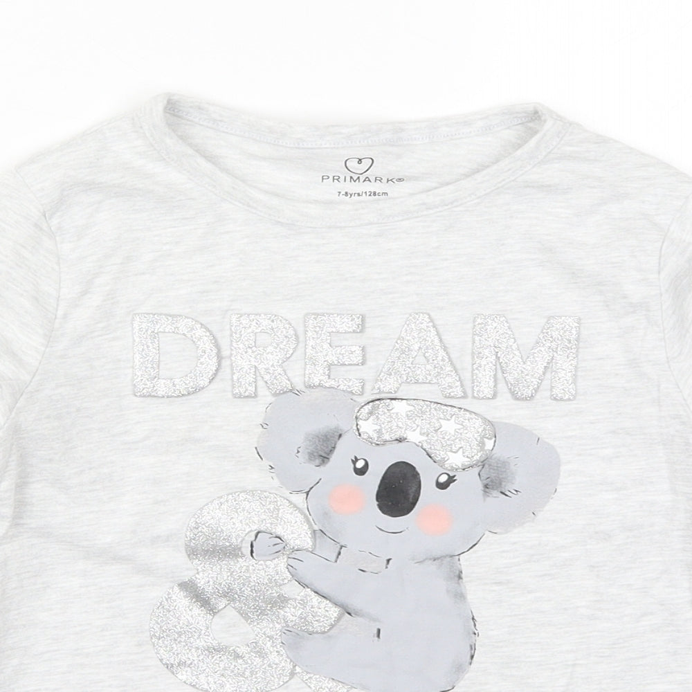 Primark Girls Grey Solid  Top Pyjama Top Size 7-8 Years  - Sleep and Snooze Koala