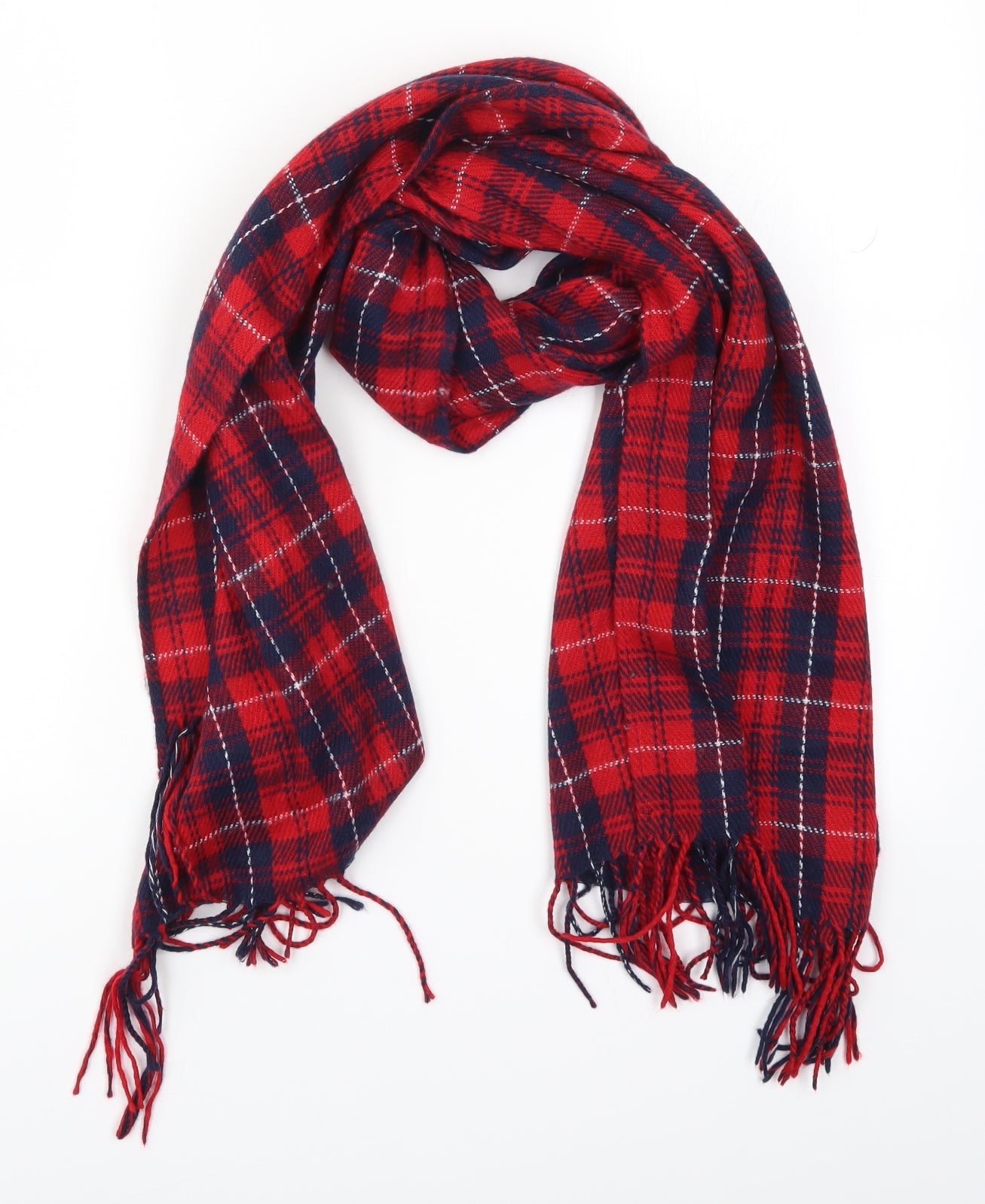 Preworn Womens Red Check   Scarf