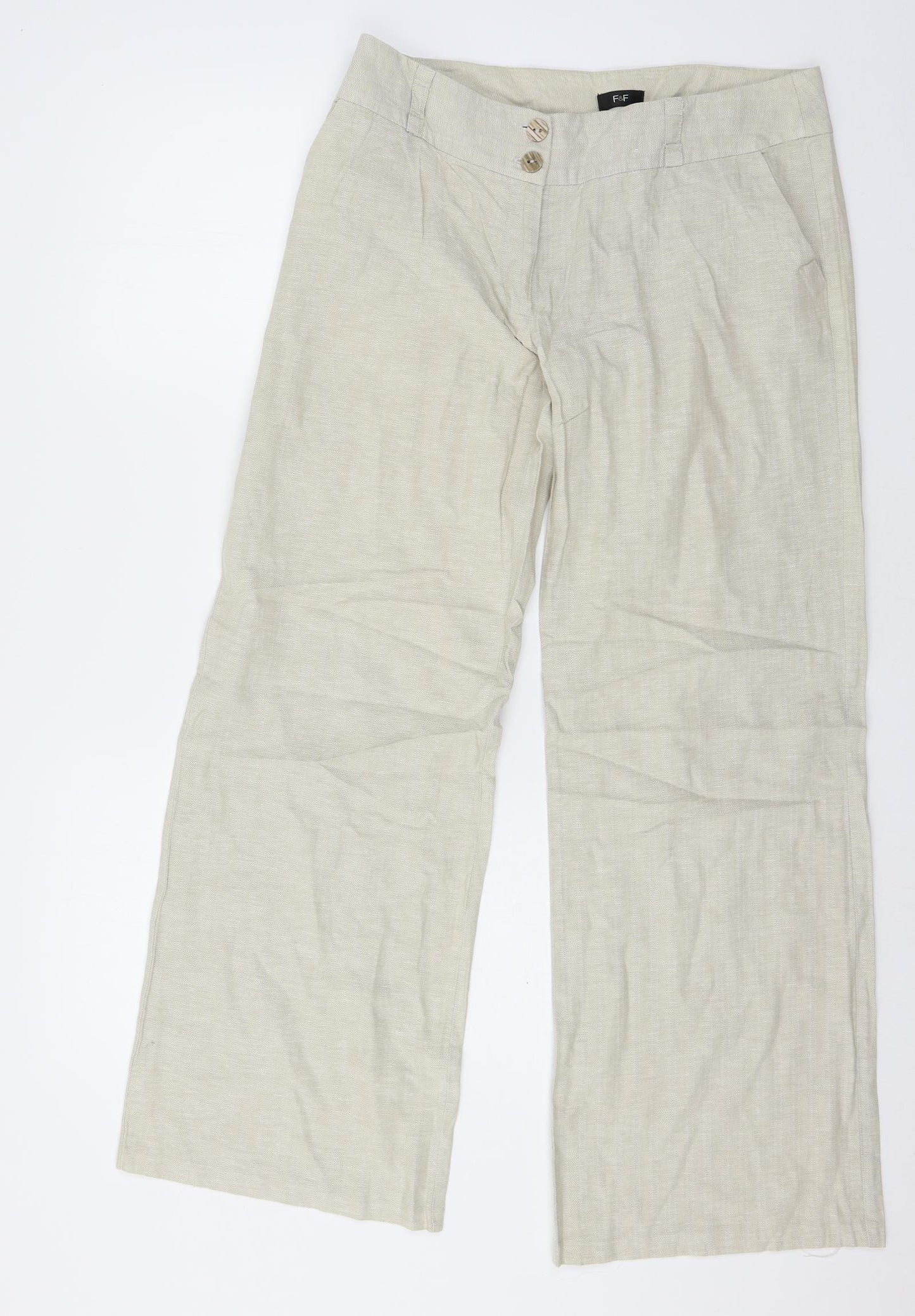 F&F Womens Ivory   Trousers  Size 12 L30 in