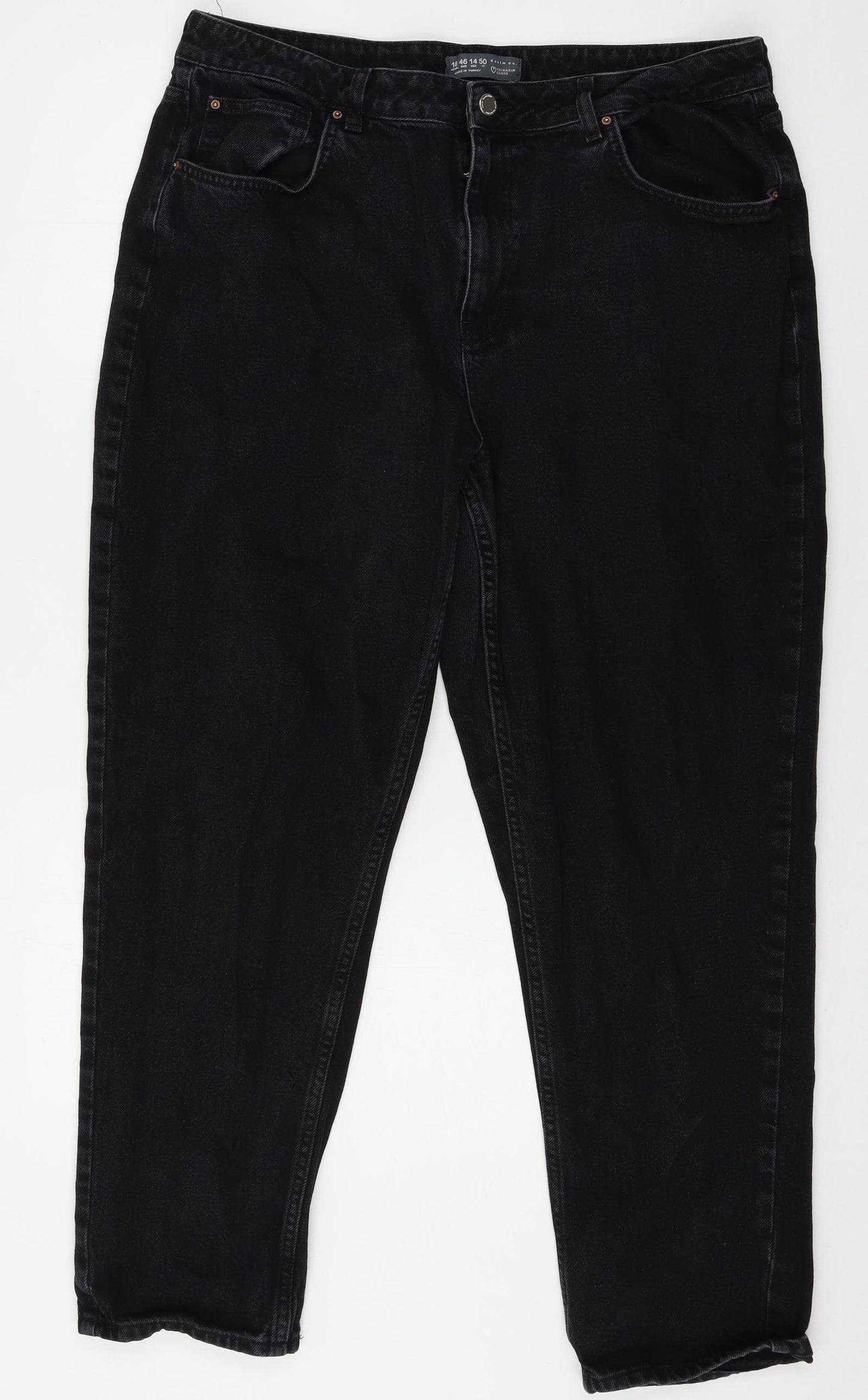 Denim & Co. Womens Black  Denim Mom Jeans Size 18 L27 in