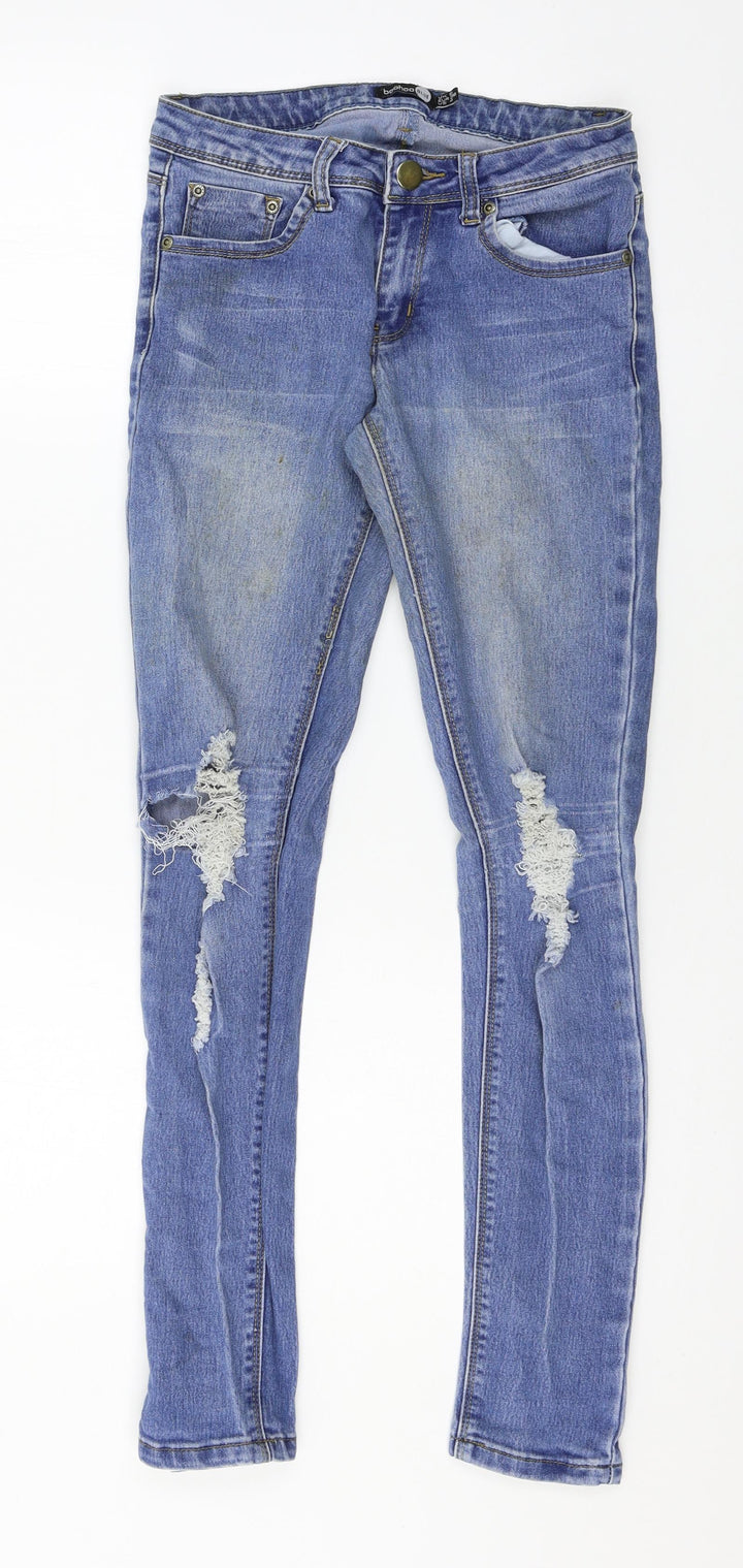Boohoo Womens Blue Denim Skinny Jeans Size 8 L28 in