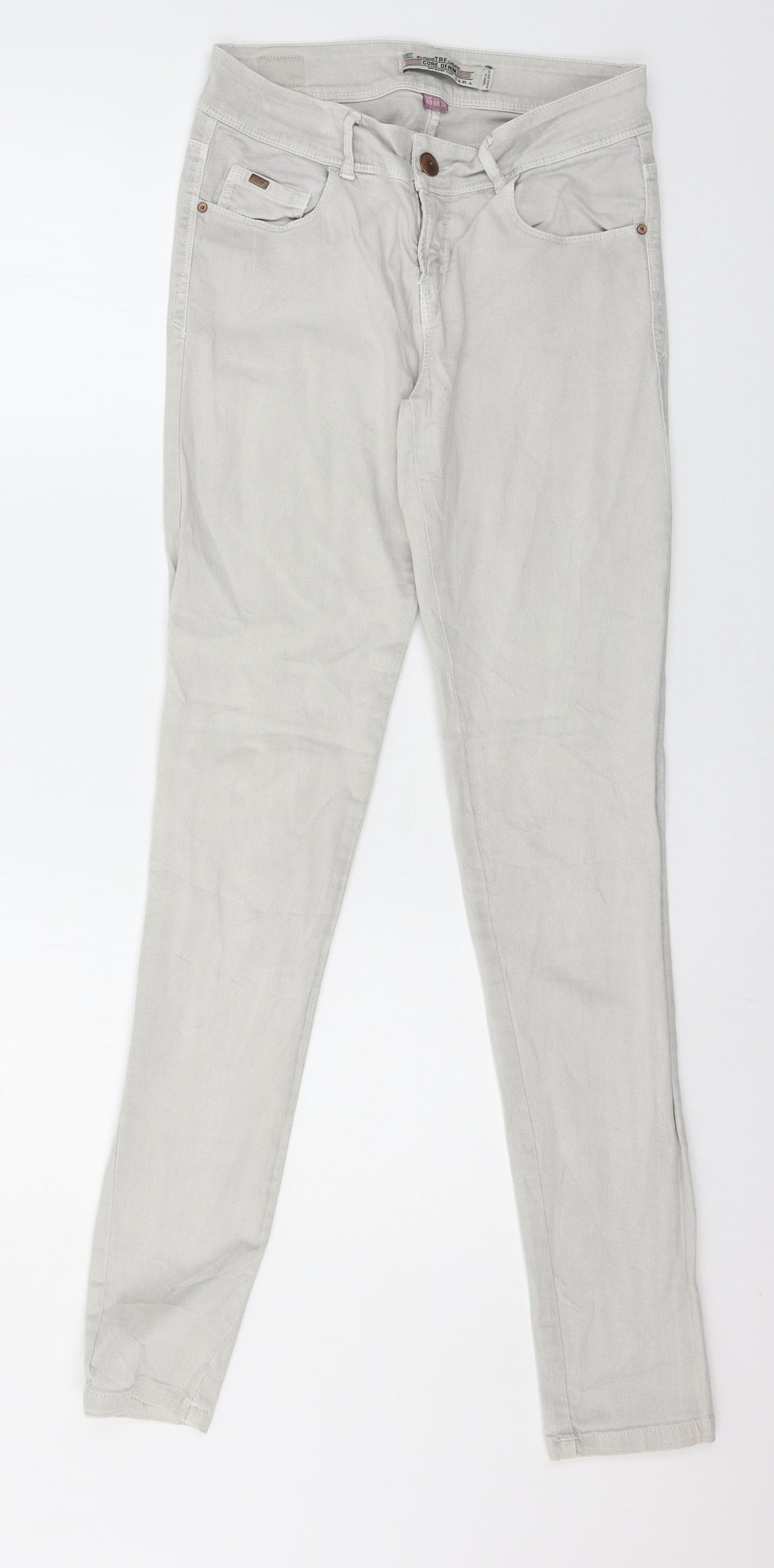 Zara Womens Grey  Denim Skinny Jeans Size 10 L31 in