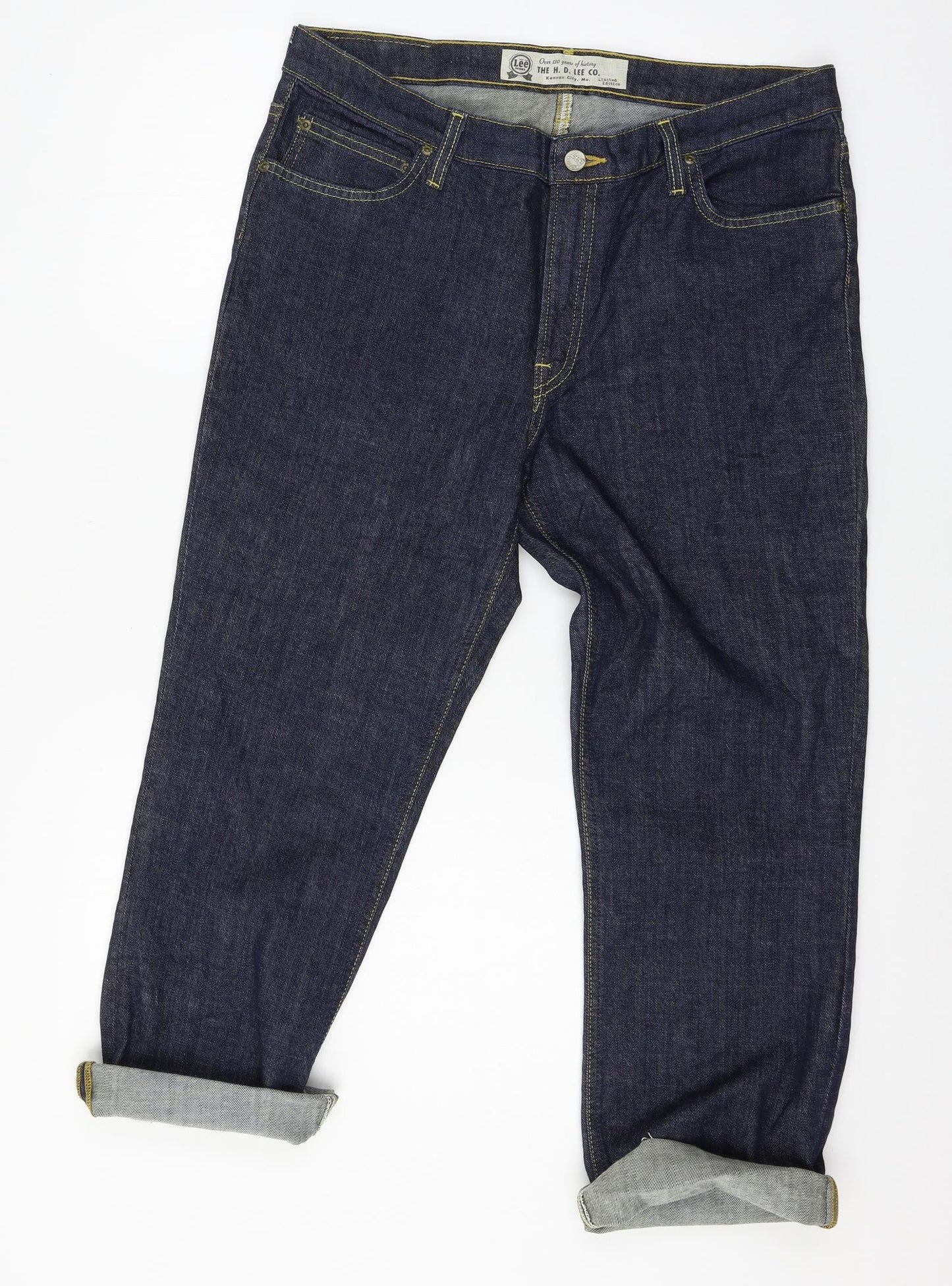 Lee Womens Blue  Denim Cropped Jeans Size 34 in L21 in