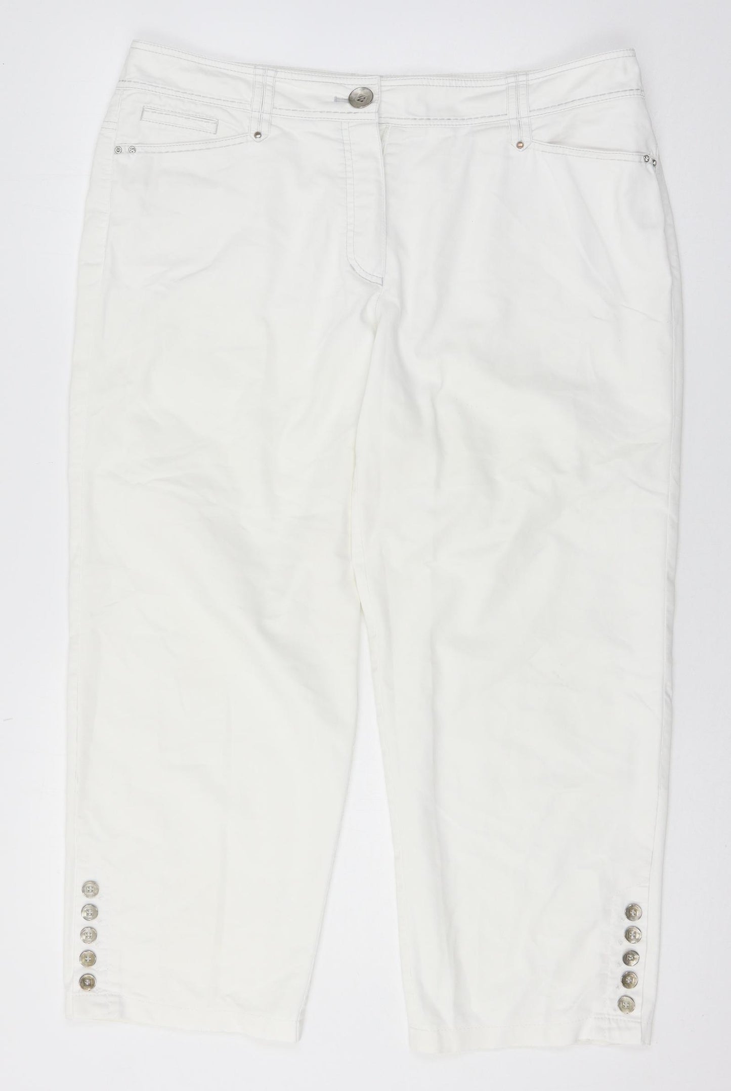 Gerry Weber Womens White   Cropped Trousers Size 36 in L24 in