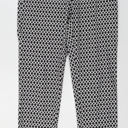 H&M Womens Black Geometric  Trousers  Size 10 L27 in