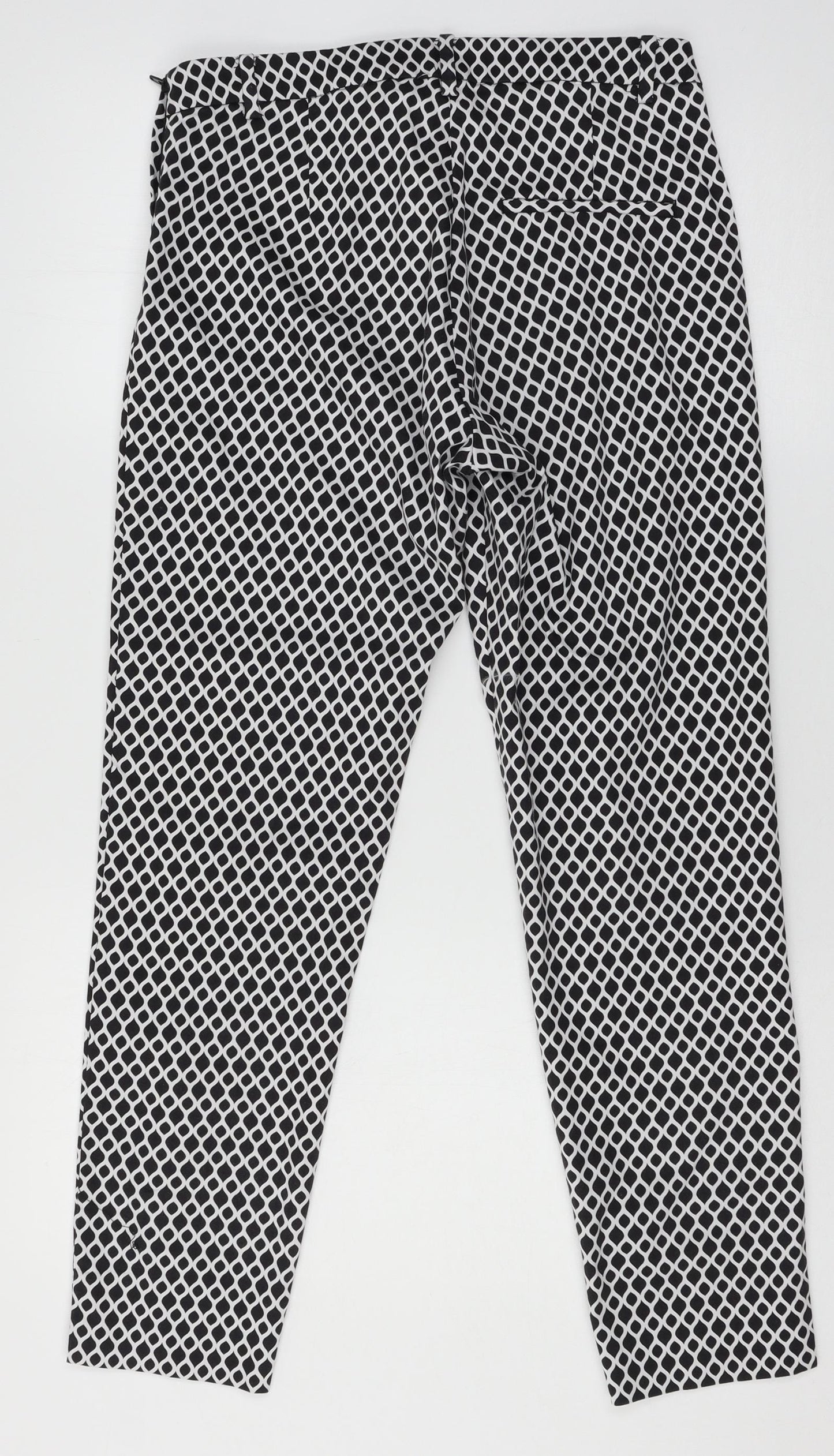 H&M Womens Black Geometric  Trousers  Size 10 L27 in