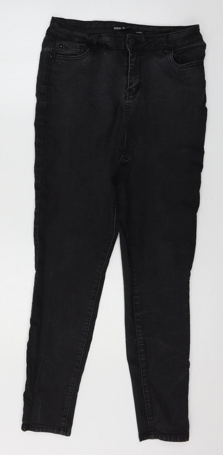 Denim & Co. Womens Grey Denim Skinny Jeans Size 14 L28 in