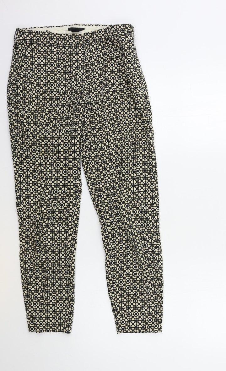 H&M Womens Beige Geometric  Trousers  Size 12 L25 in