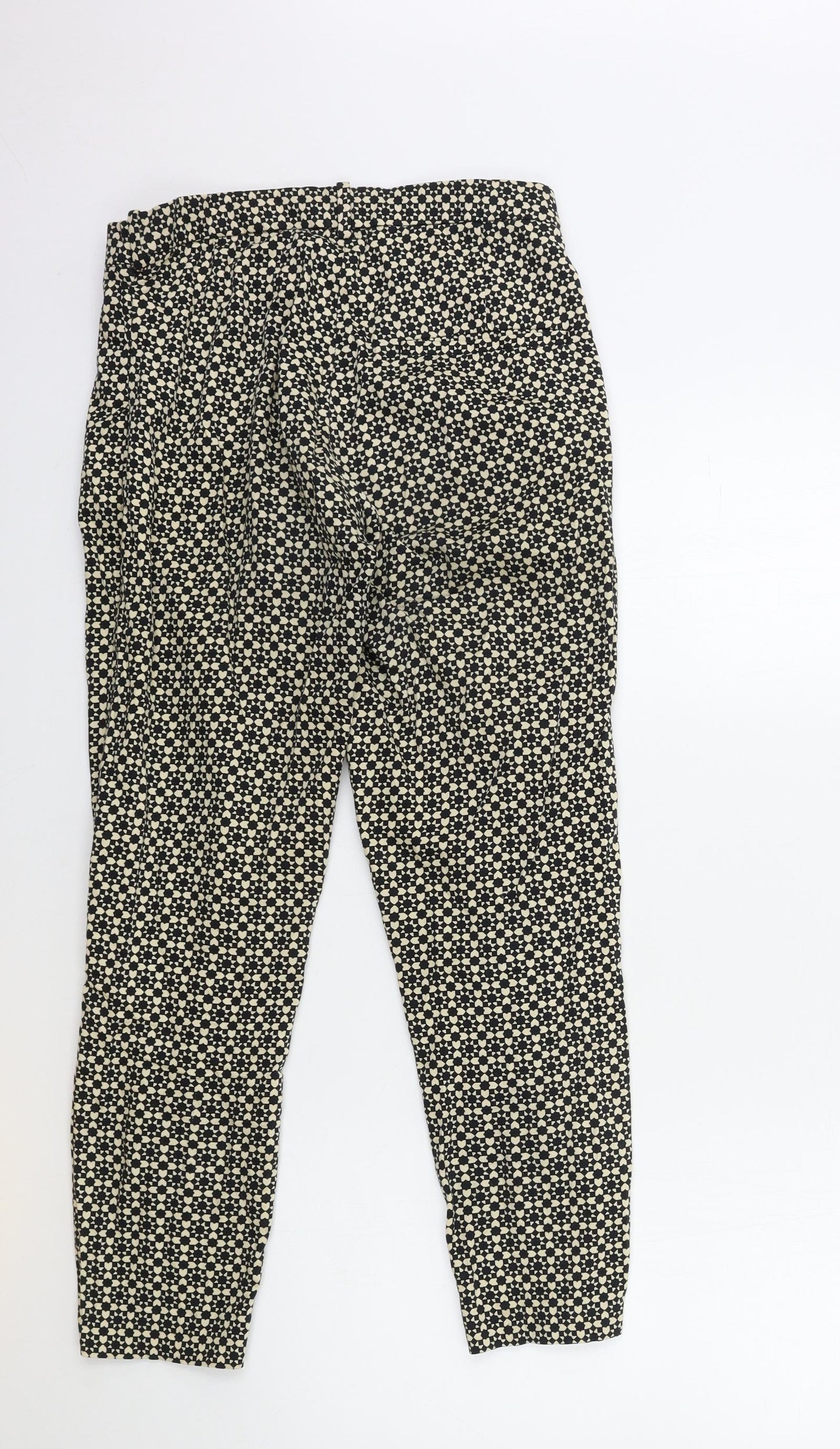 H&M Womens Beige Geometric  Trousers  Size 12 L25 in