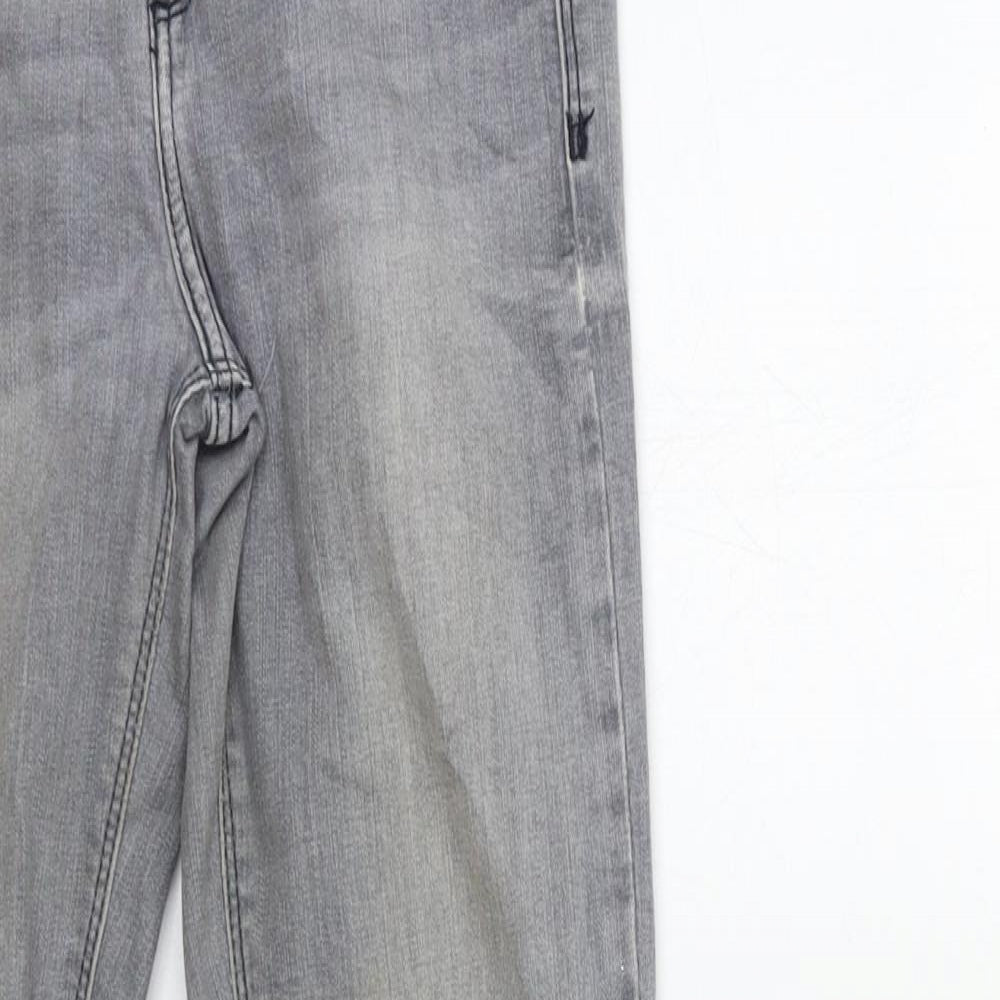 River Island Womens Grey  Denim Skinny Jeans Size 8 L27 in - pearl ankle detail