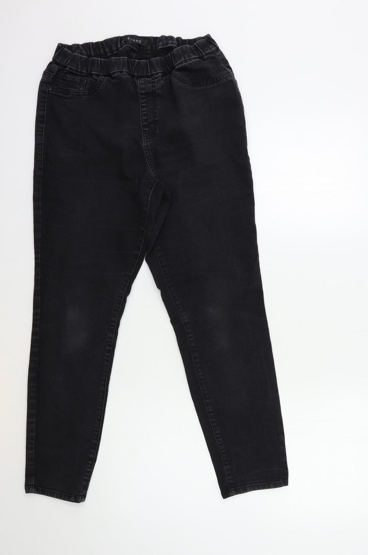 Evans Womens Black Denim Skinny Jeans Size 14 L27 in