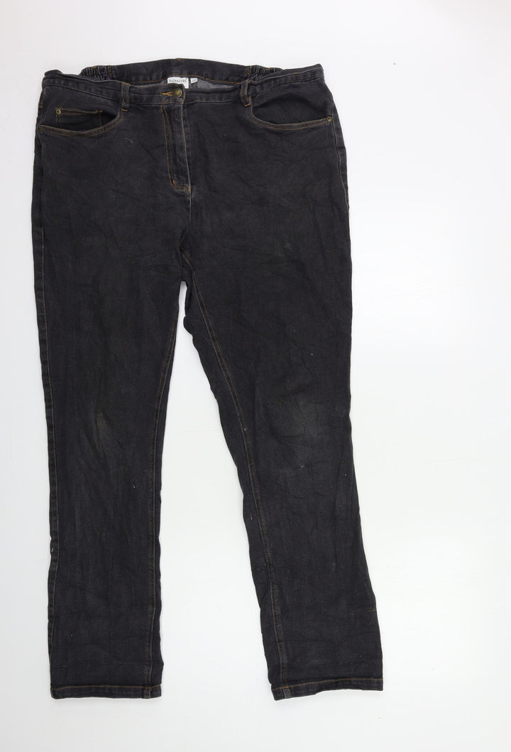 Signature Womens Grey  Denim Straight Jeans Size 2XL L31 in