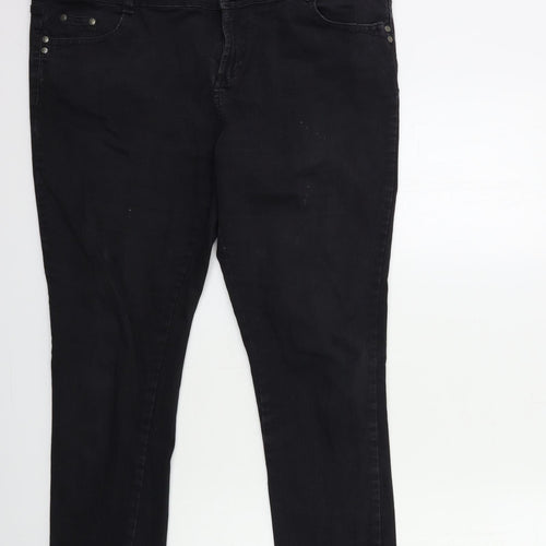 Preworn Womens Black  Denim Skinny Jeans Size 38 in L28 in