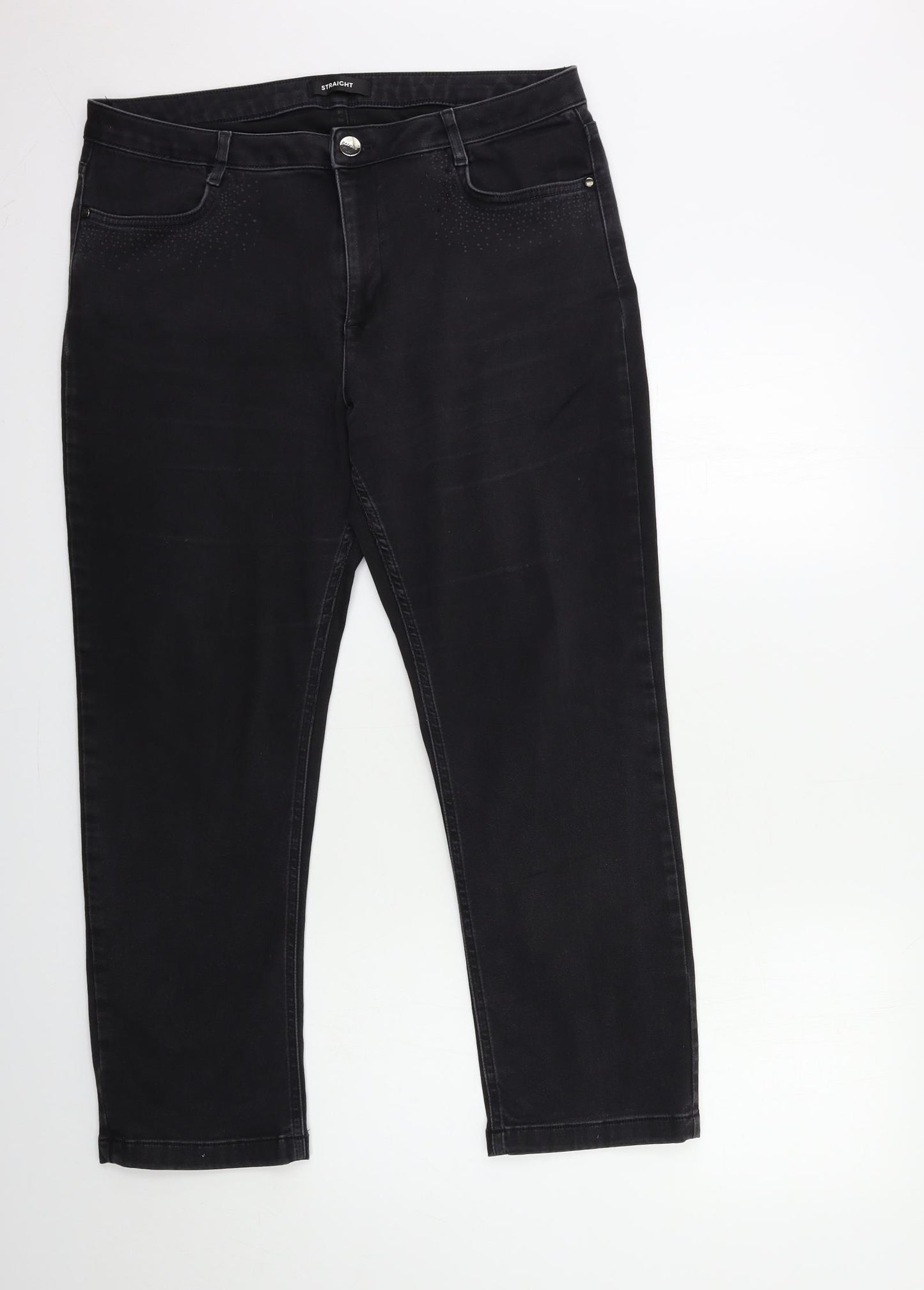 Marks and Spencer Womens Black  Denim Straight Jeans Size 18 L28 in