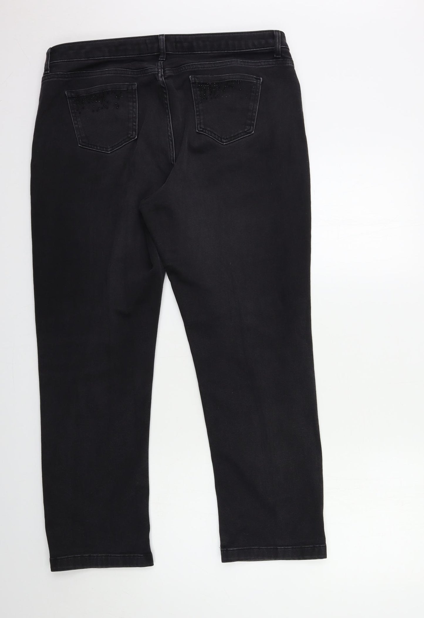 Marks and Spencer Womens Black  Denim Straight Jeans Size 18 L28 in