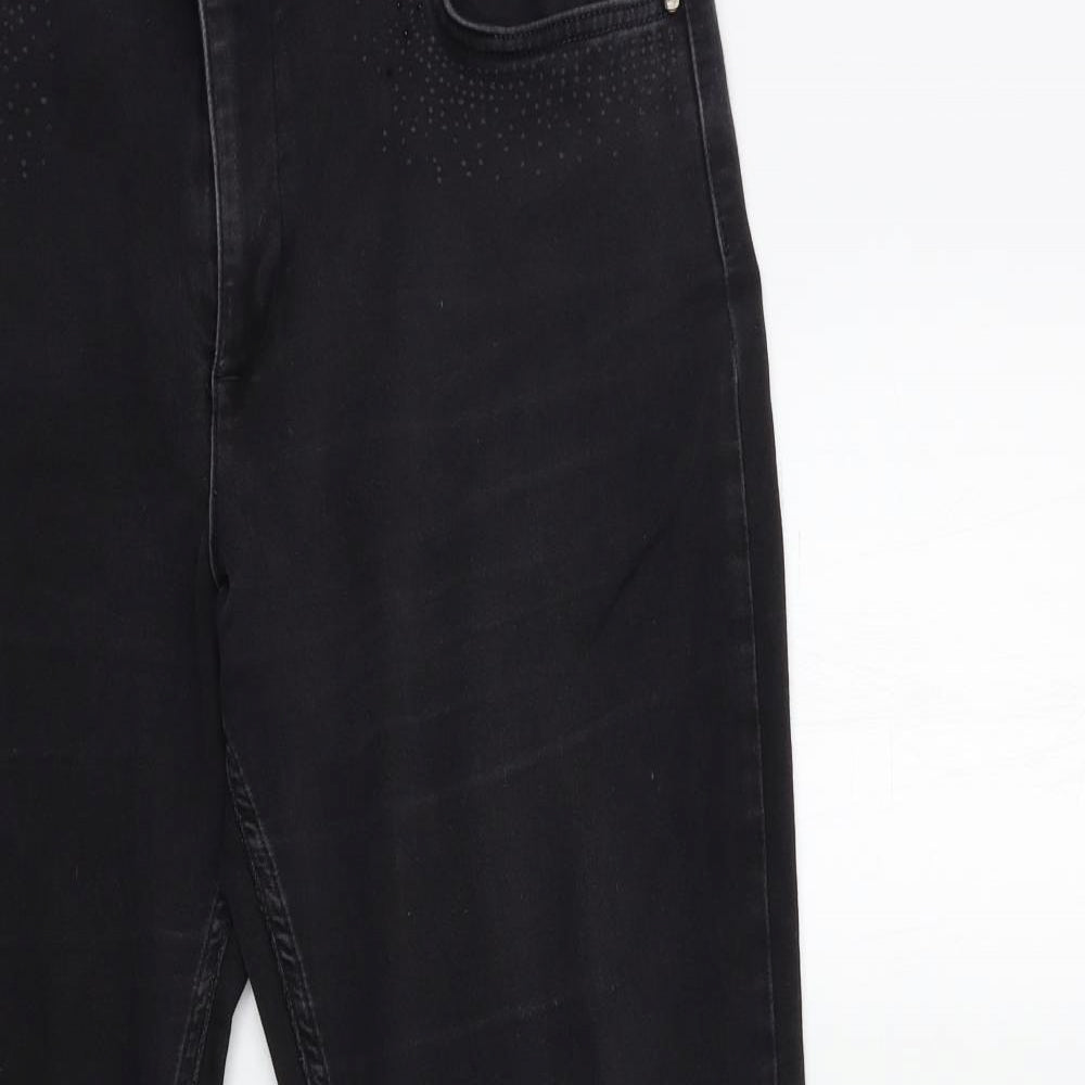 Marks and Spencer Womens Black  Denim Straight Jeans Size 18 L28 in