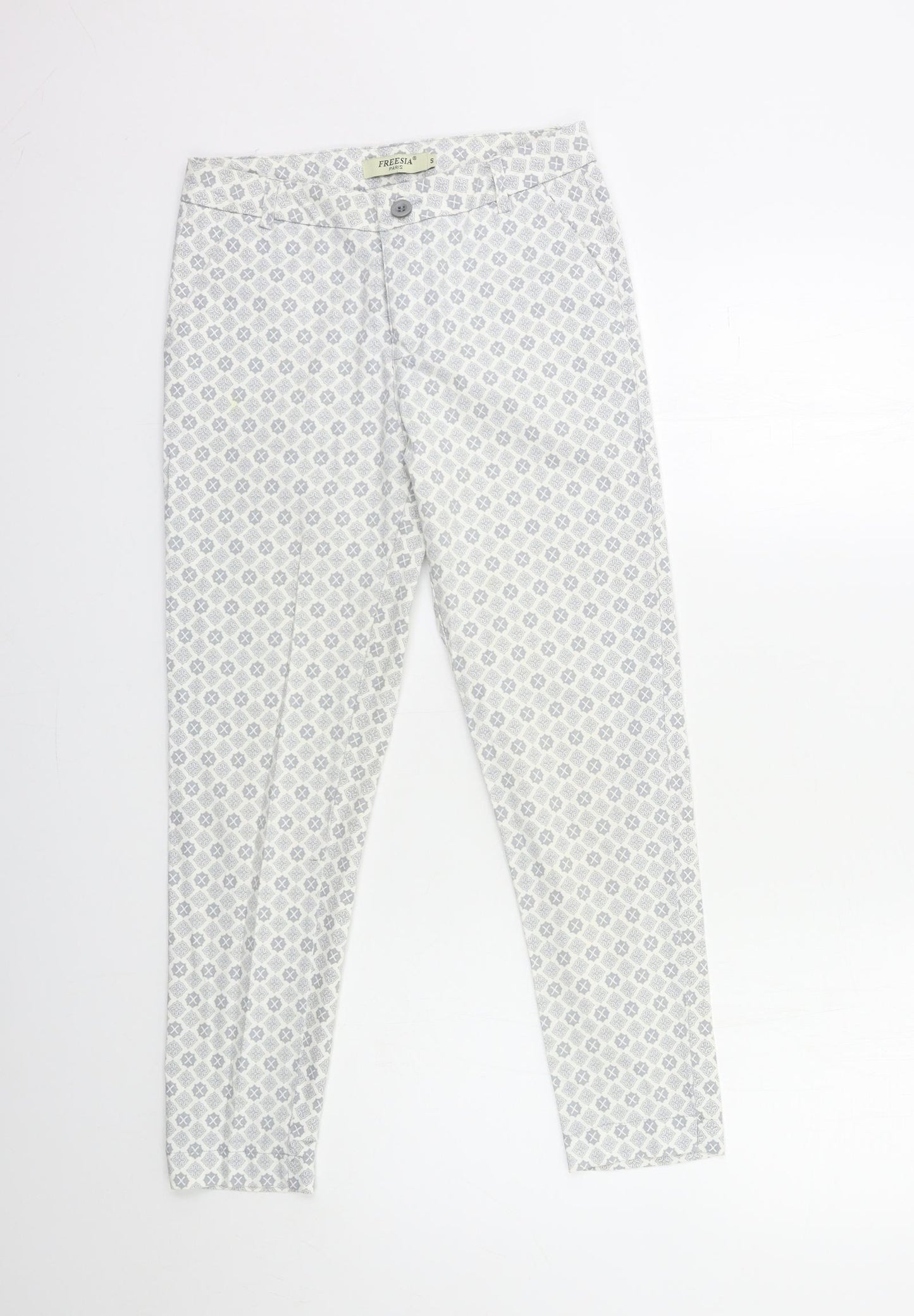 Freesia Womens Grey Geometric  Trousers  Size S L25 in