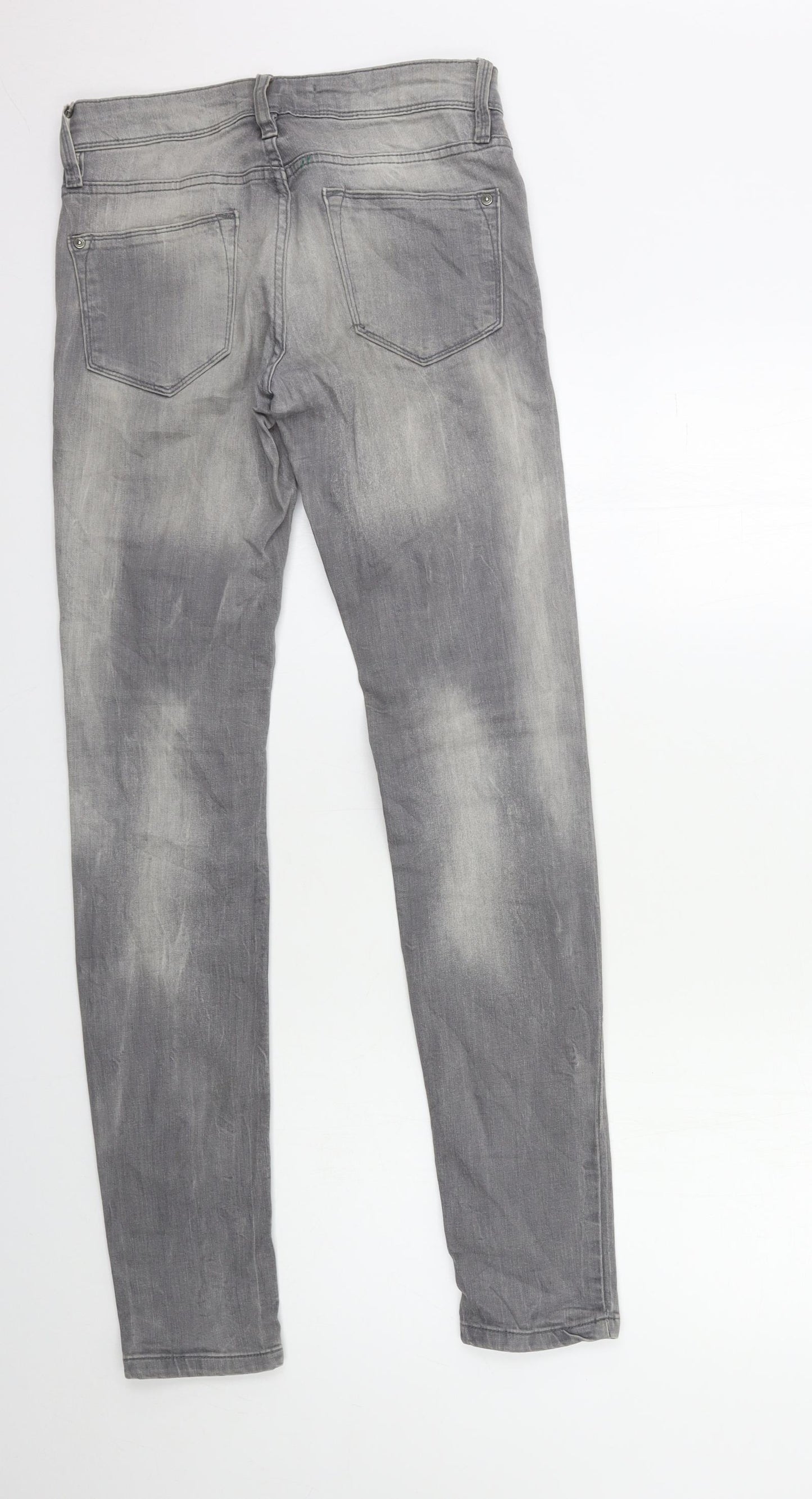 Preworn Womens Grey  Denim Skinny Jeans Size 8 L32 in
