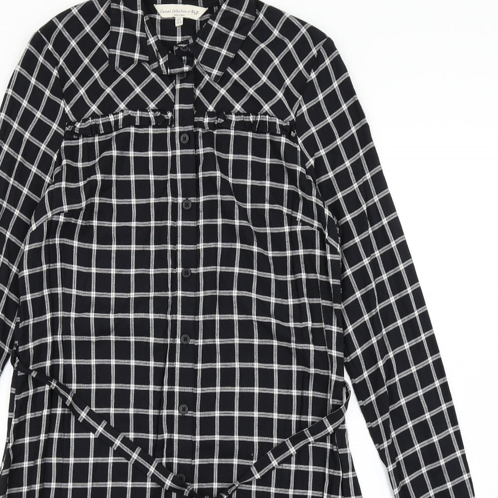 F&F Womens Black Check  Shirt Dress  Size 8