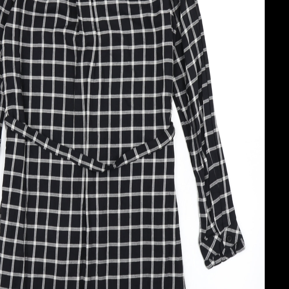 F&F Womens Black Check  Shirt Dress  Size 8