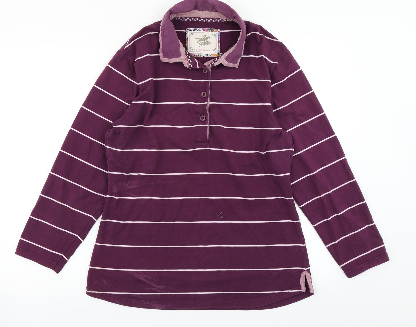 Tottie Womens Purple Striped  Basic Polo Size XL
