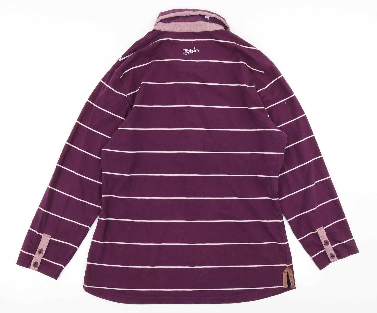 Tottie Womens Purple Striped  Basic Polo Size XL