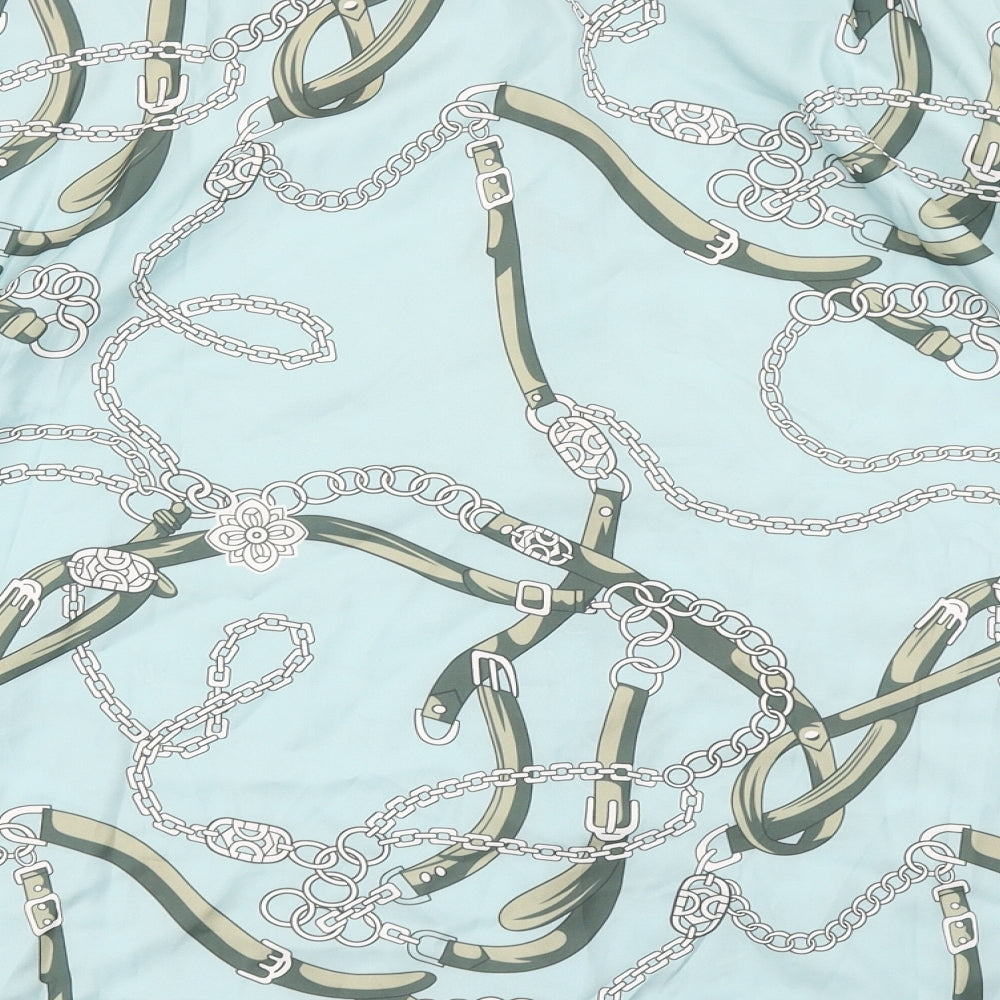 Tendency Womens Blue Animal Print  Basic Blouse Size L