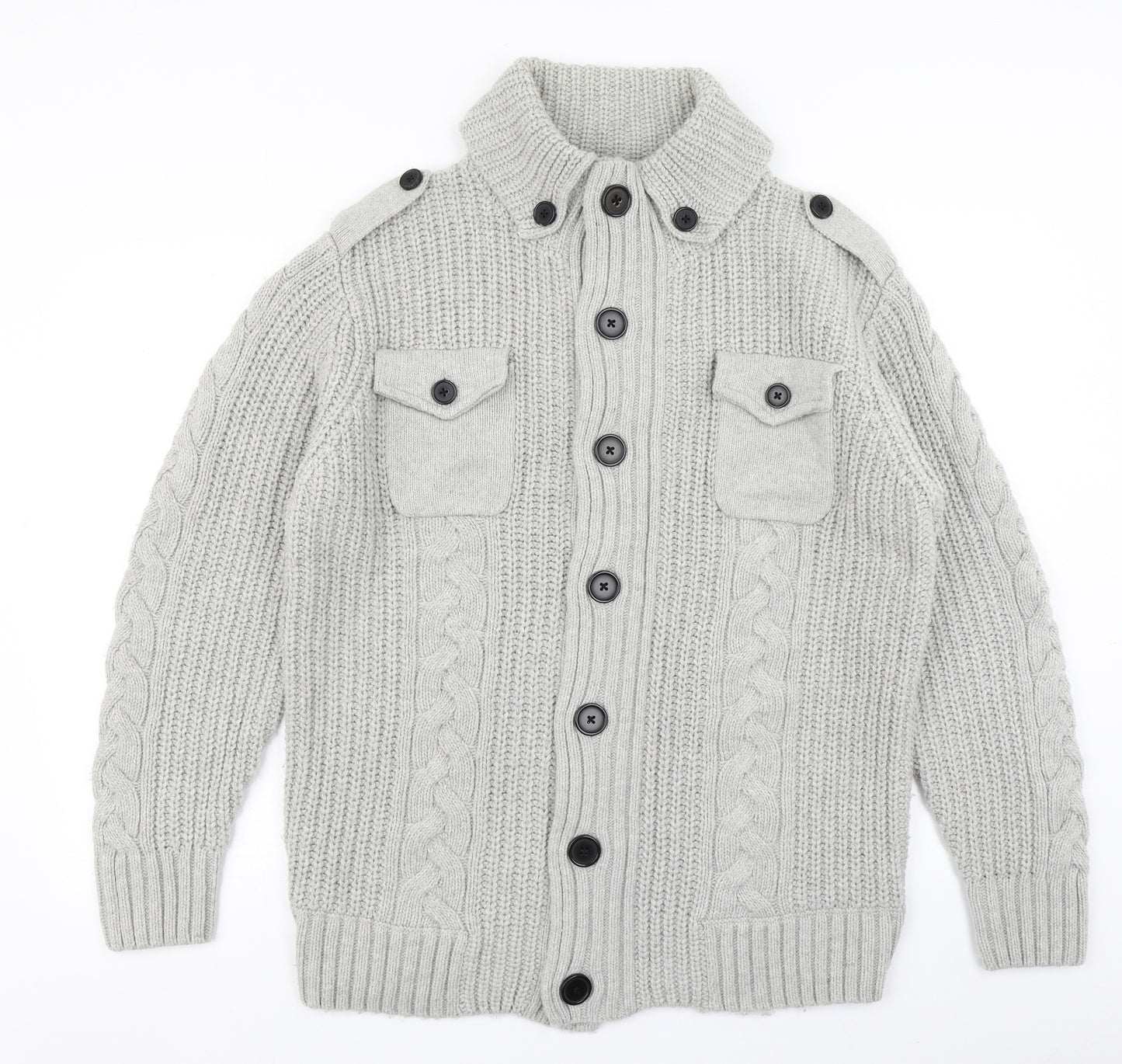 NEXT Mens Grey  Knit Cardigan Jumper Size L