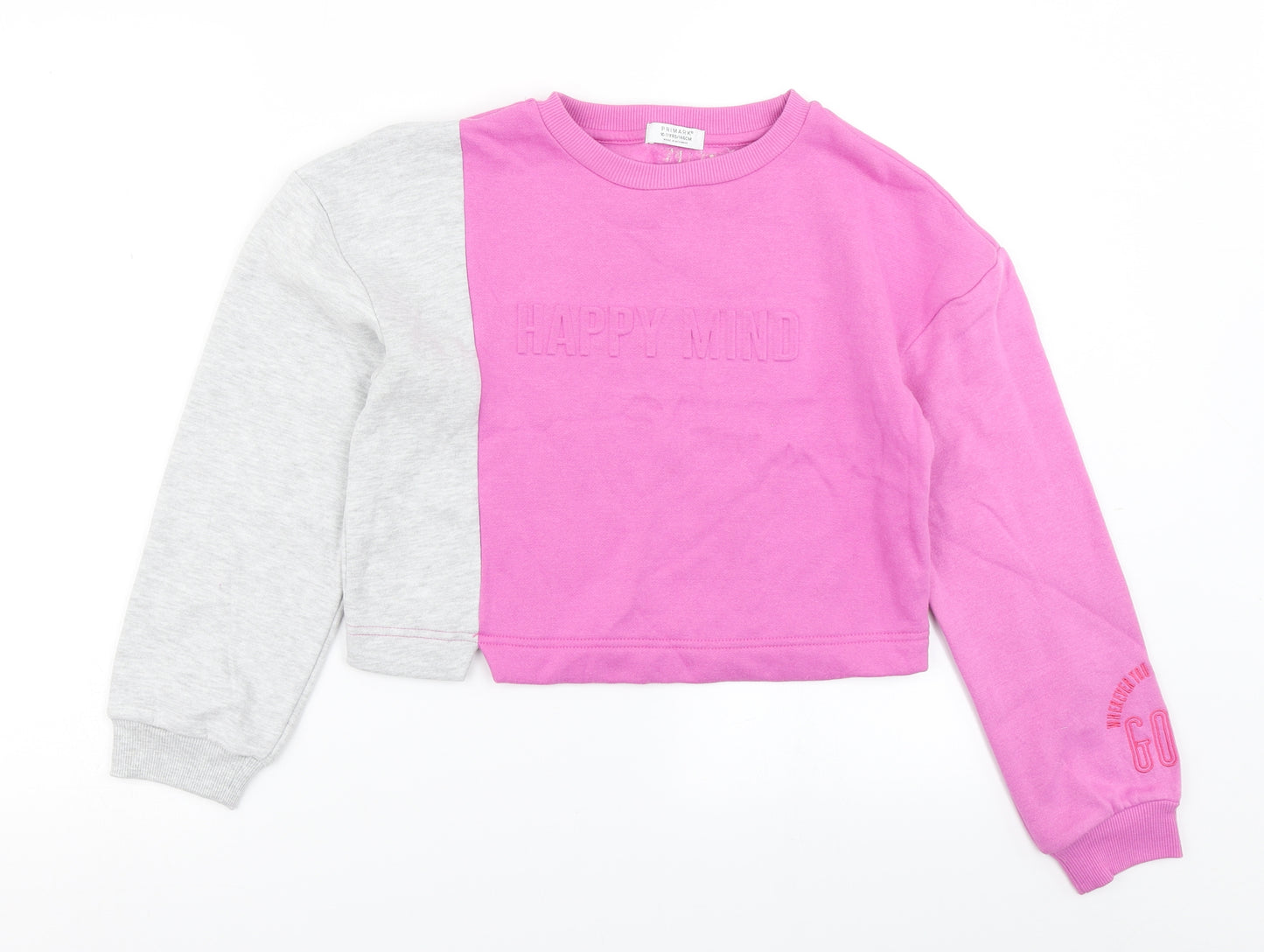 Primark Girls Pink Colourblock  Pullover Sweatshirt Size 10-11 Years  - Cropped
