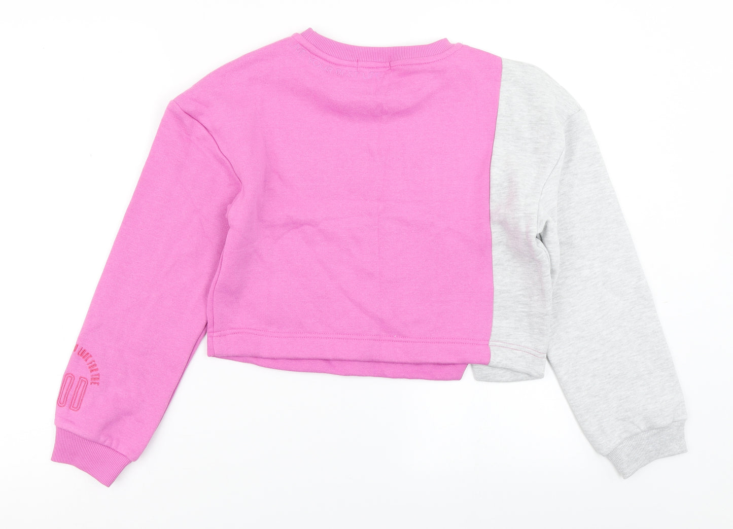 Primark Girls Pink Colourblock  Pullover Sweatshirt Size 10-11 Years  - Cropped